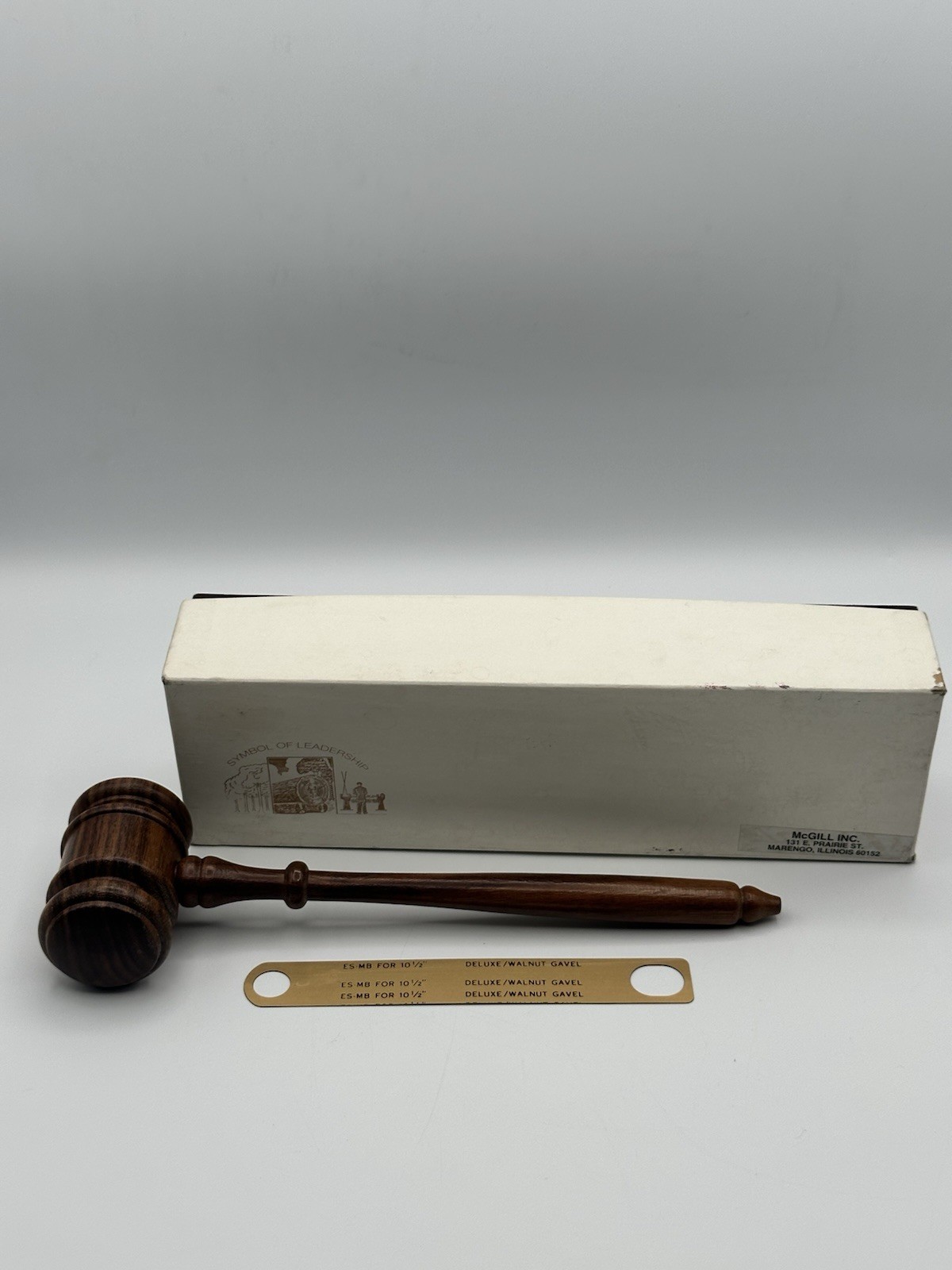 McGill Deluxe Walnut Gavel In Original Box 10.5” USA Made