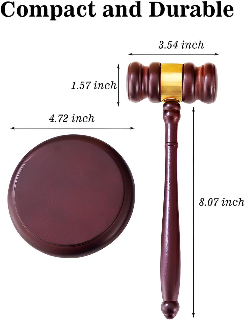 Perfect Desk Accessory, Wooden Gavel and Sound Block Set for Lawyers, Judges, Ch