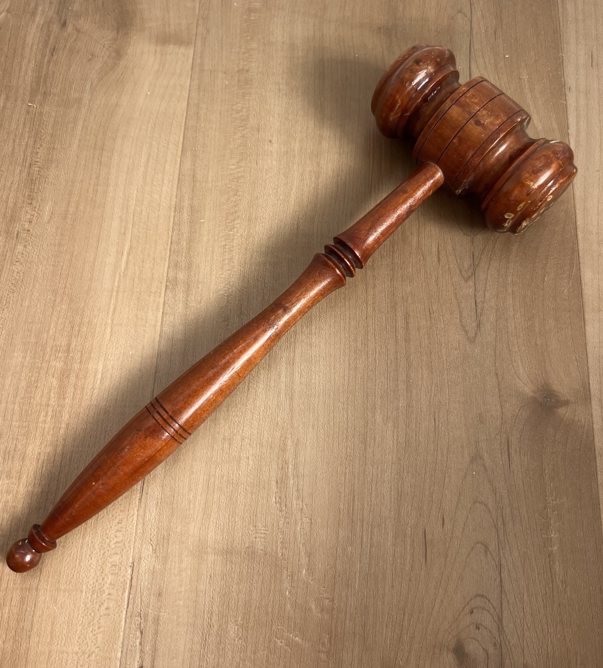 VTG Wooden Auctioneer / Judge Gavel – Large Hand Turned Hardwood – Office Decor