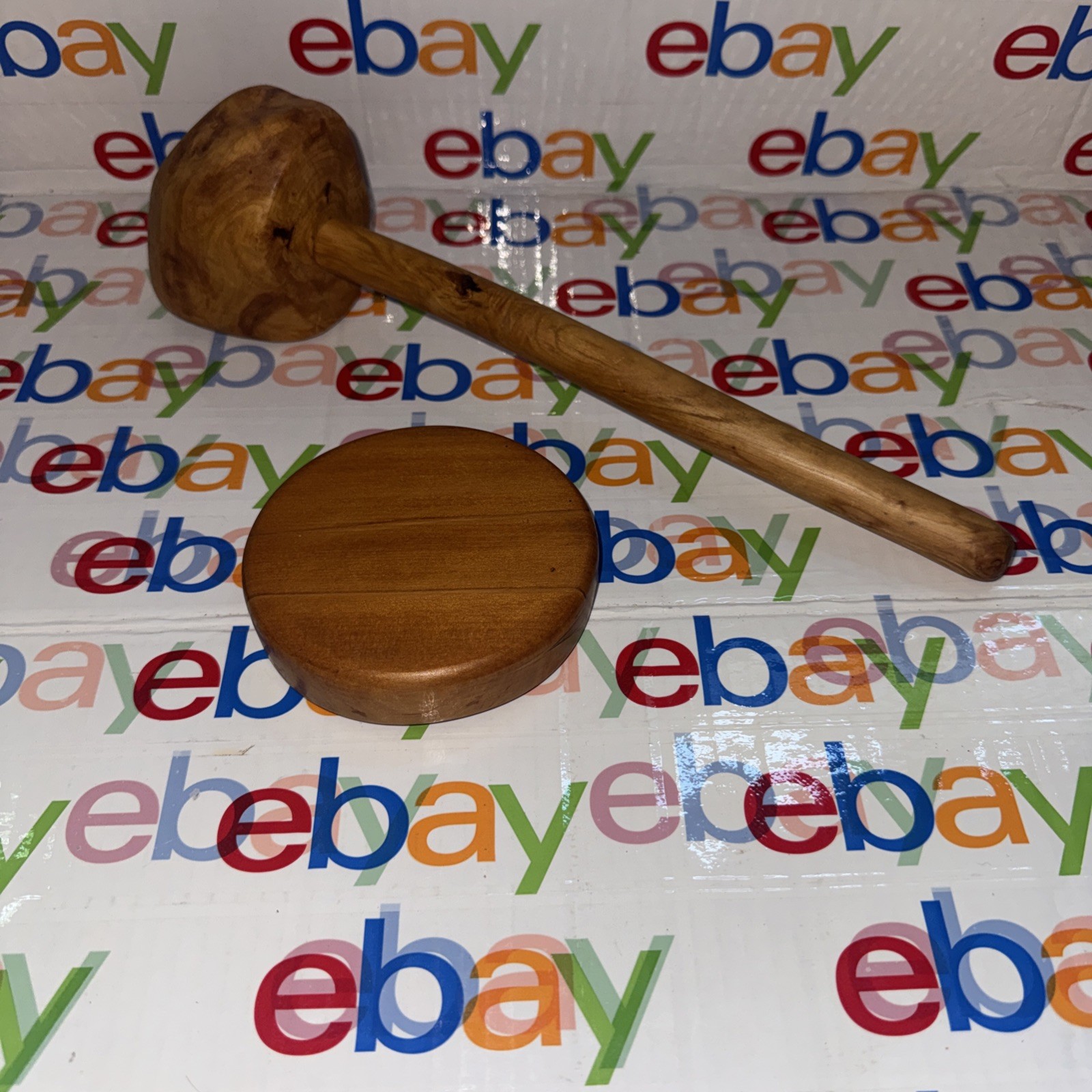 handcrafted rustic wooden gavel and matching sound block