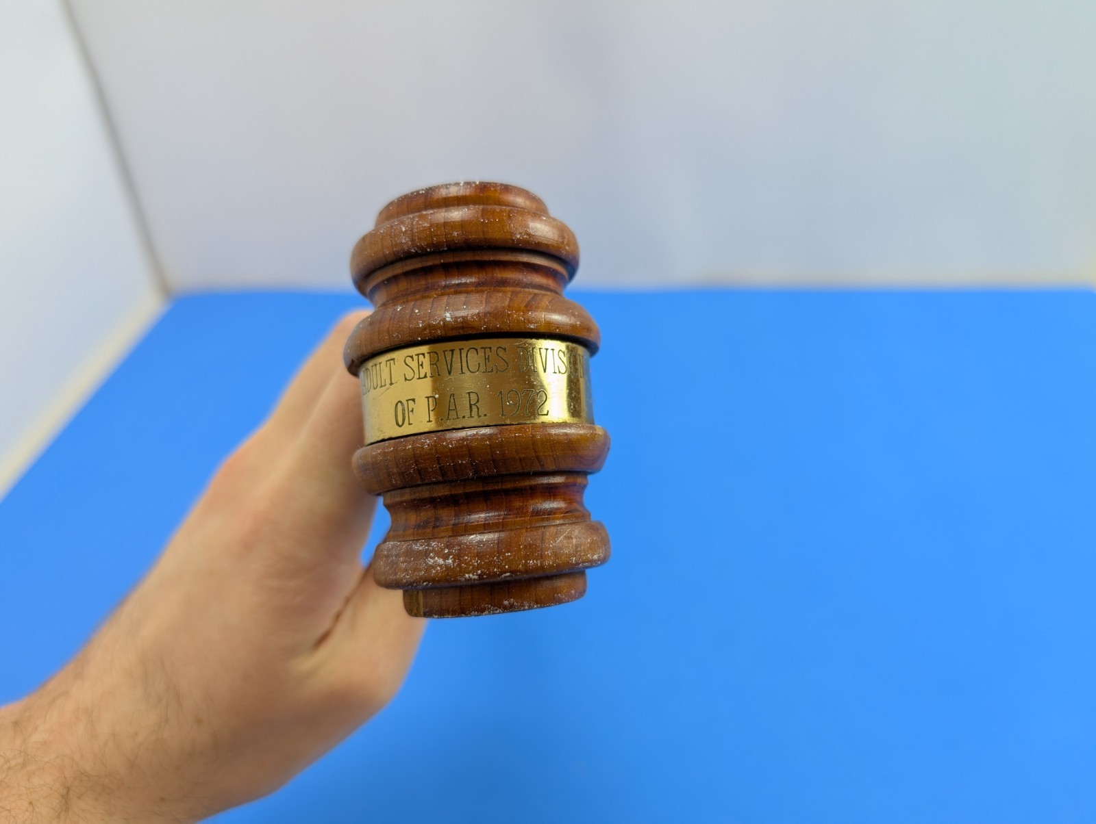 Vintage Authentic Wood Judge Gavel 1972 Adult Services Court