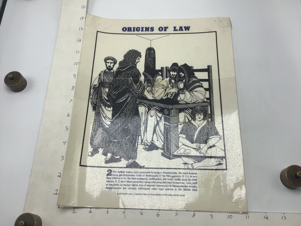 Original 1974 Poster: ORIGINS OF LAW – HAMMURABI CODE – by J Weston Walch 11×14″