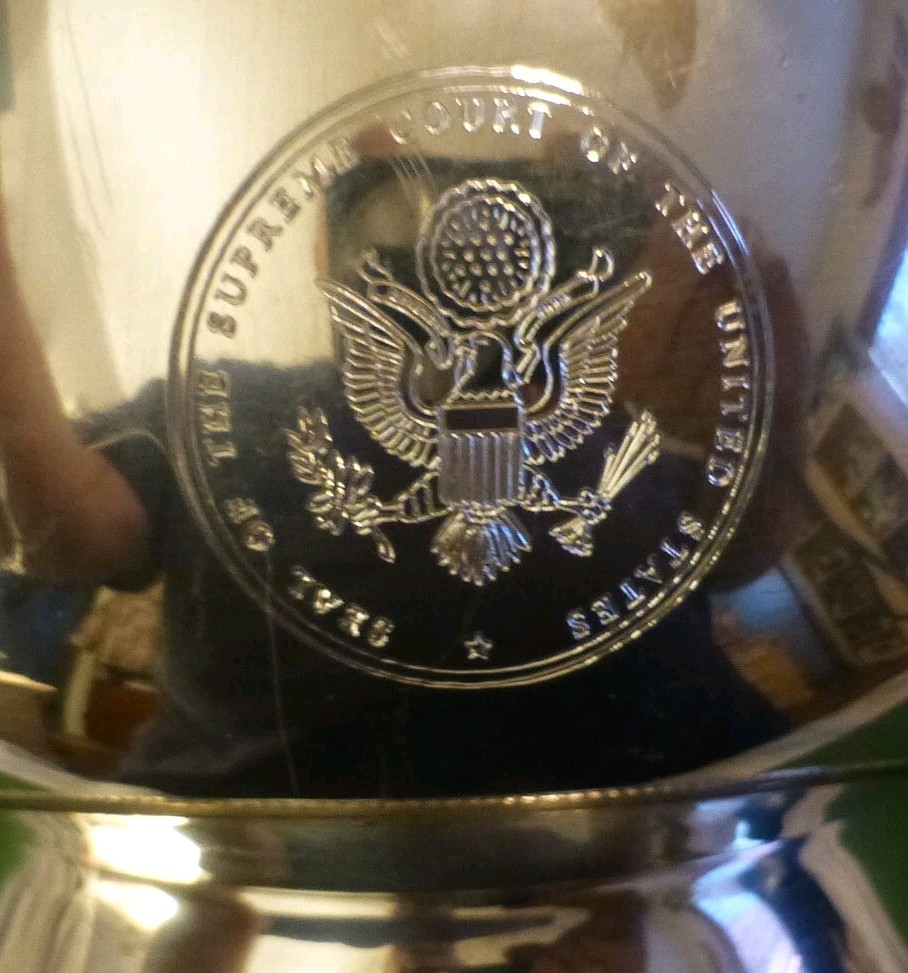 VTG Salisbury Pewter Water Pitcher Engraved United States Supreme Court Seal