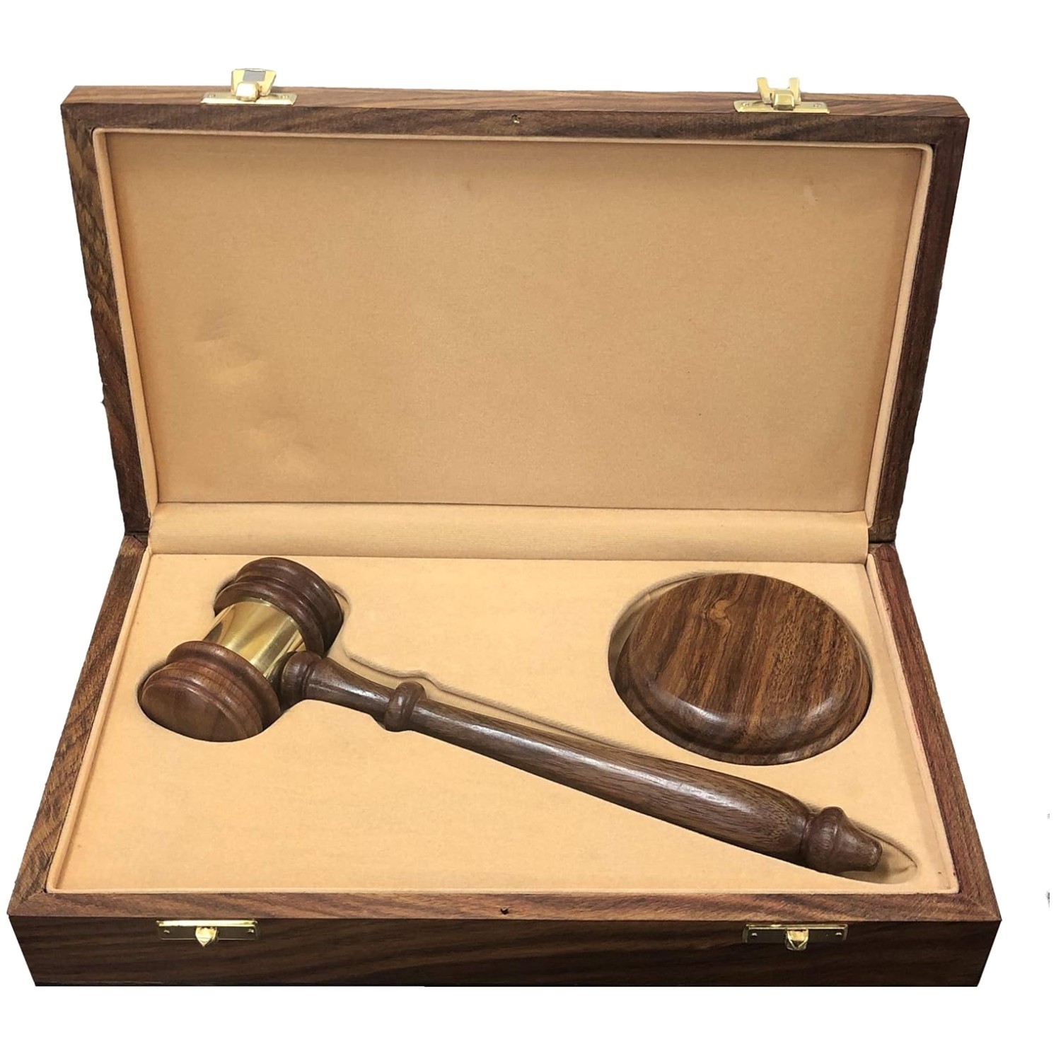 Handcrafted Wood Gavel and Sound Block Set