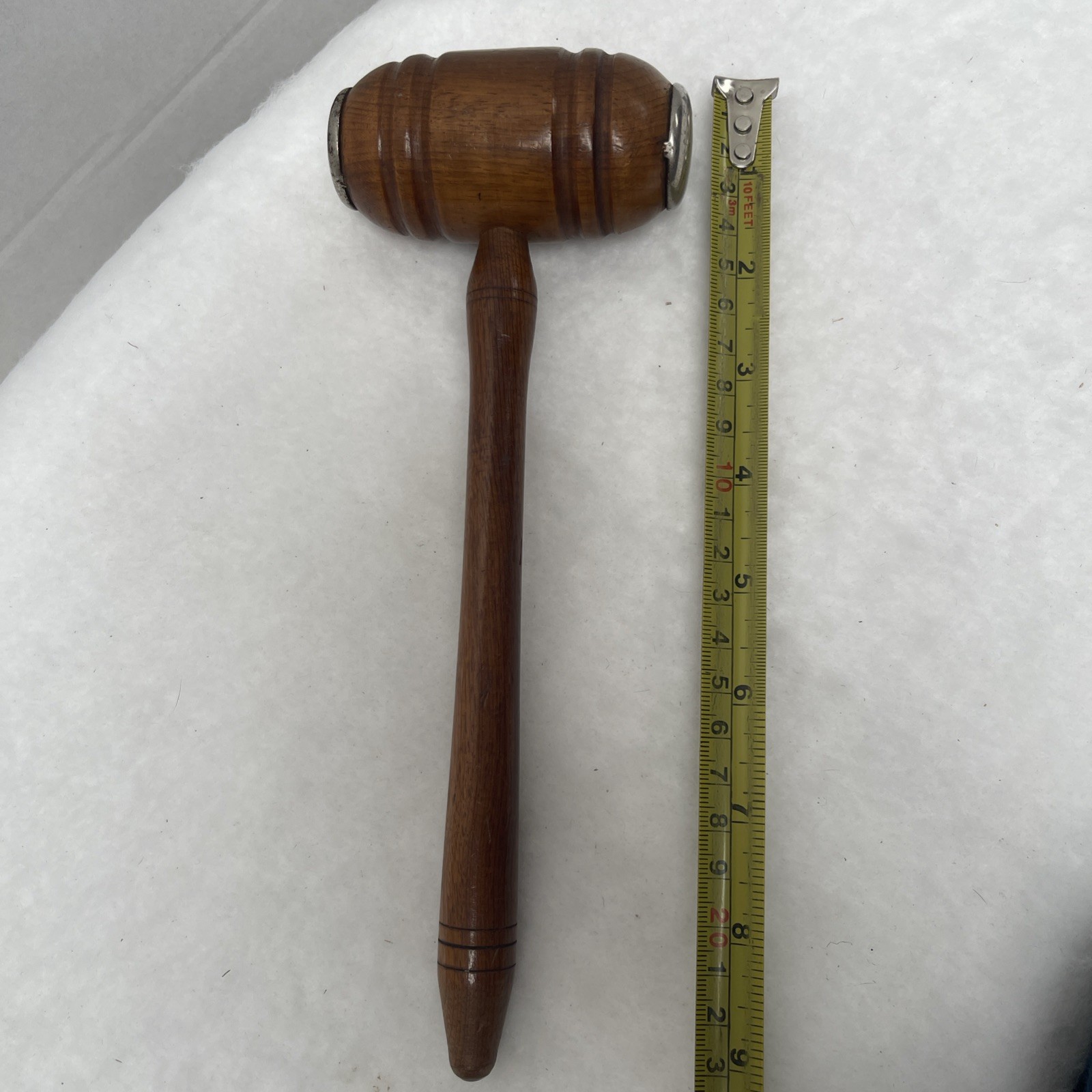 Vintage Judge/Auctioneer Gavel With Metal Strike Plates