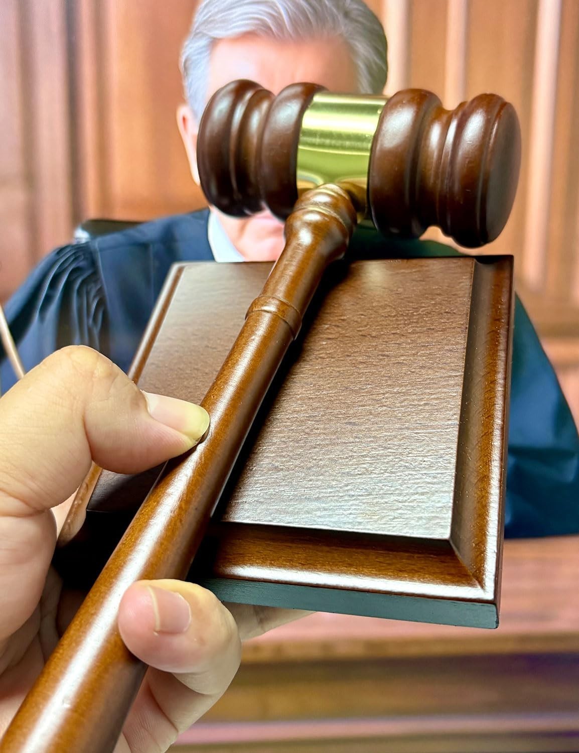Wooden Gavel & Sound Block Set – Ideal Desk Accessory for Lawyers, Judges, Chair