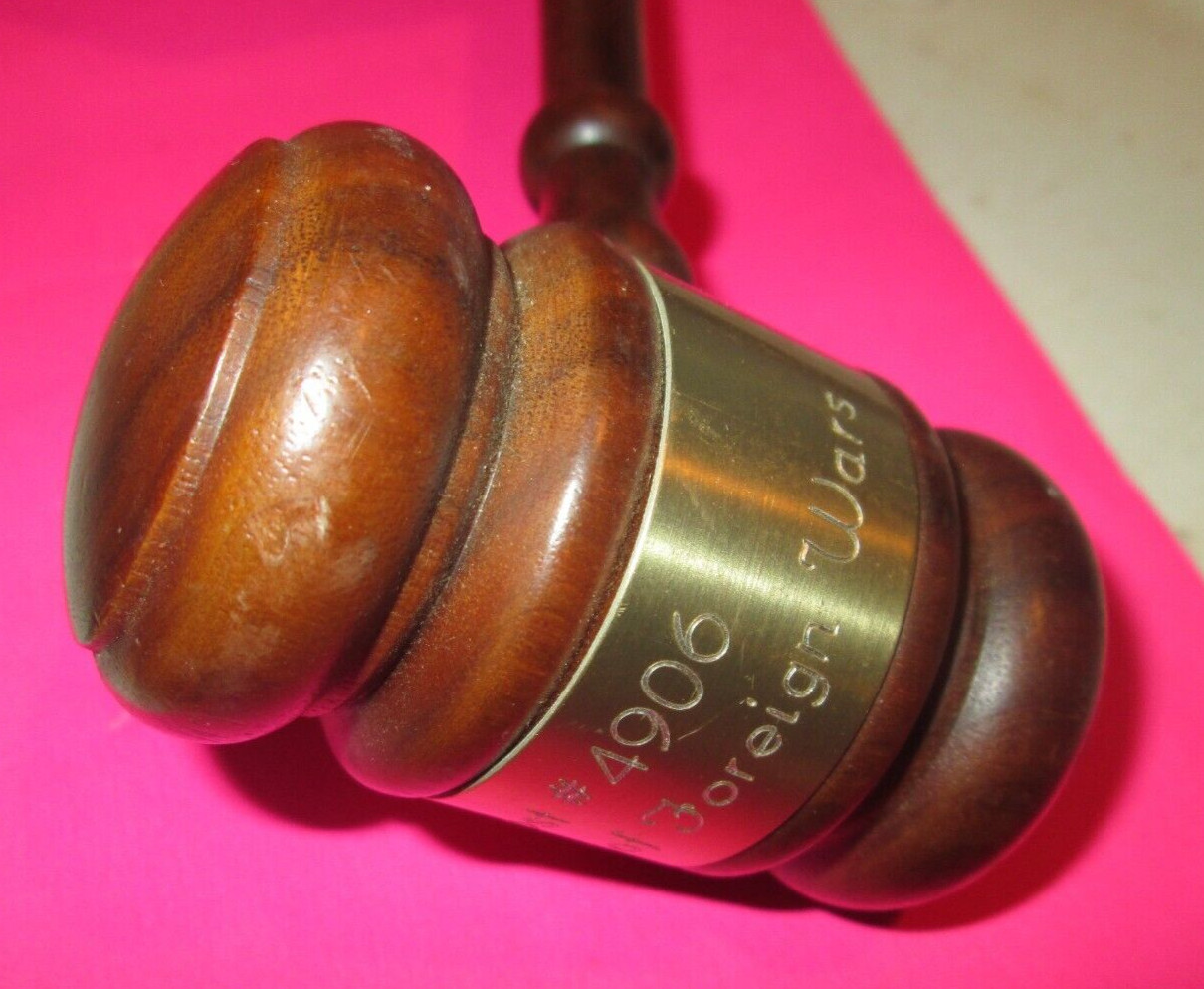 VTG 10” WOOD GAVEL JUDGE’S GAVEL AUXILIARY POST 4906 VETERANS OF FOREIGN WARS