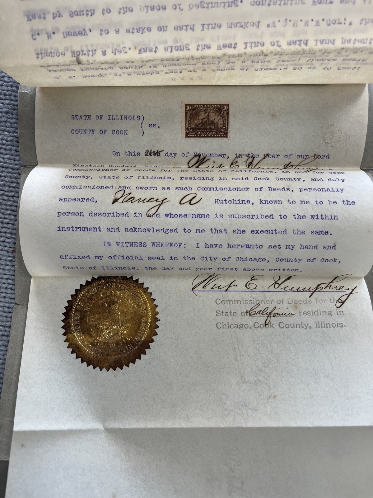 Vintage Gold Mine Deed 1900 Washington Quartz Gold Mining California