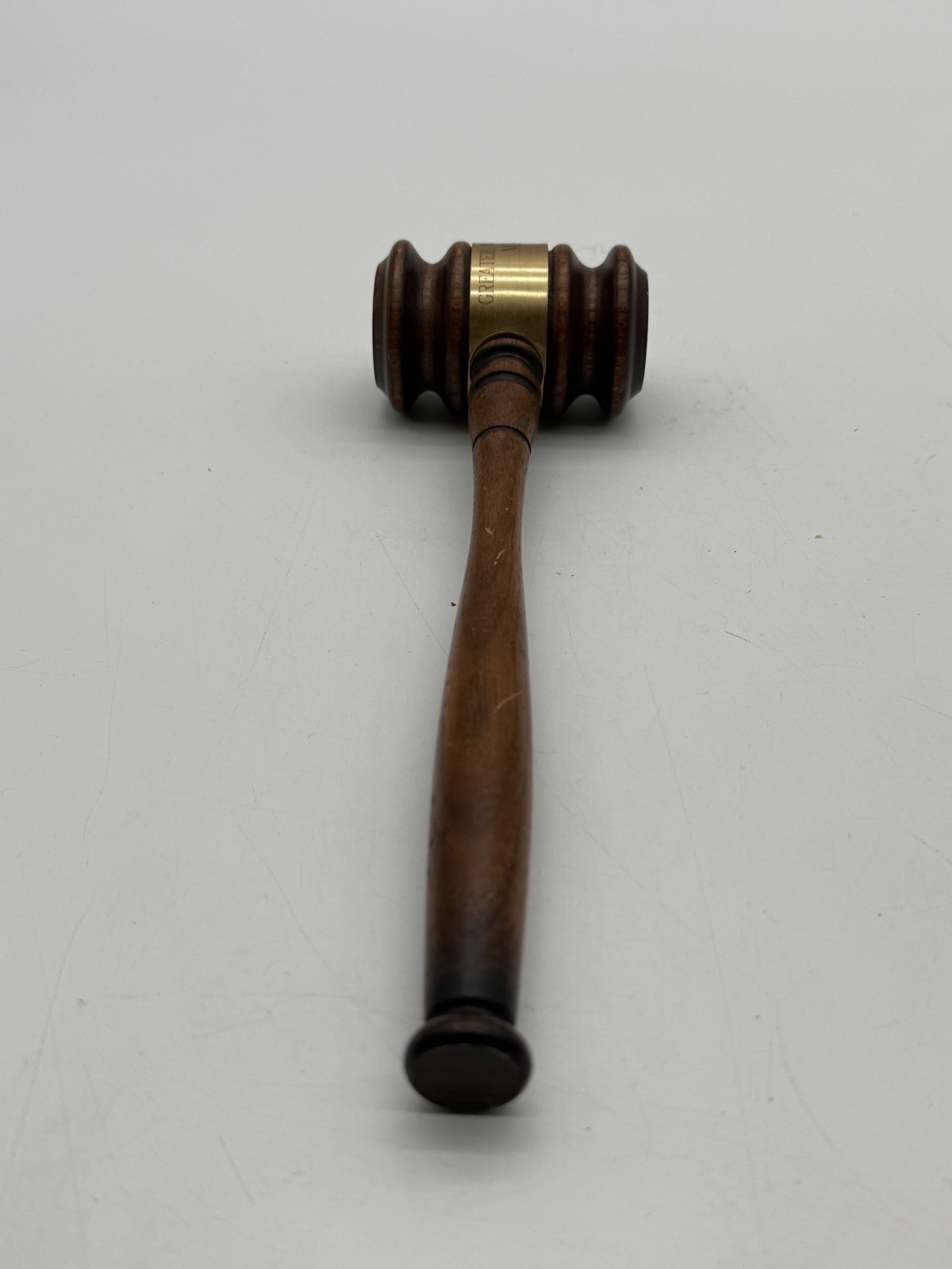 Vintage Wood Presentation Gavel Brass Band Worcester Board of Realtors 1992