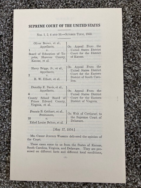 V. Rare BROWN v BOARD OF EDUCATION Original Issue Supreme Court Opinions Pt 1&2