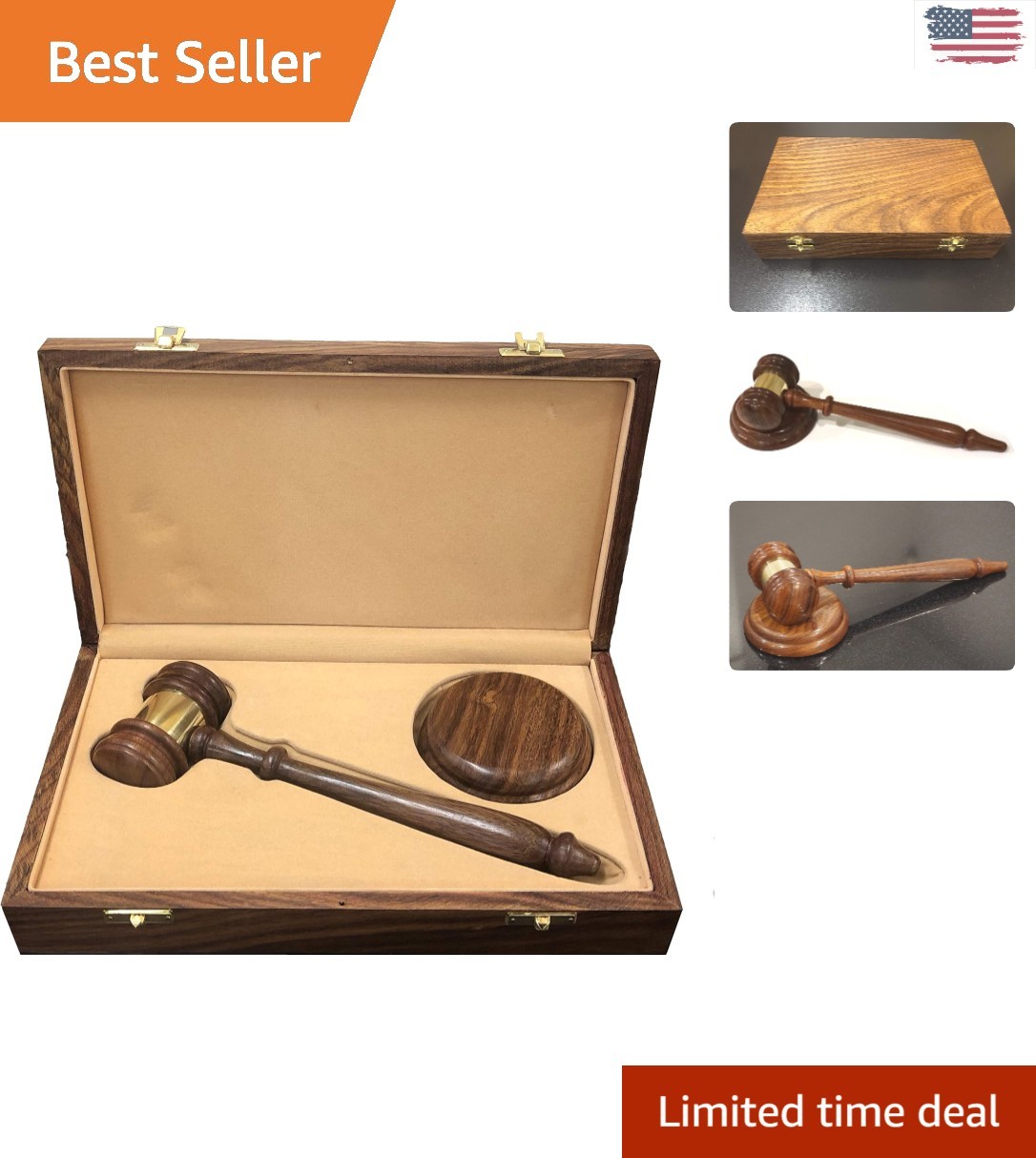 Artisan Wood Gavel and Sound Block – Distinctive Gift for Legal Professionals
