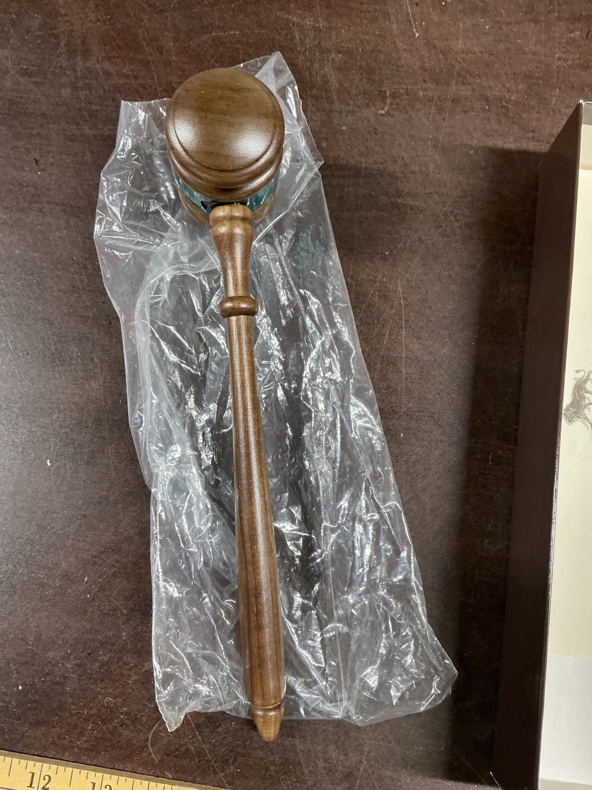 Vintage Wooden Judge Gavel Auctioneer Green Legal Lawyer Gifts Collectibles