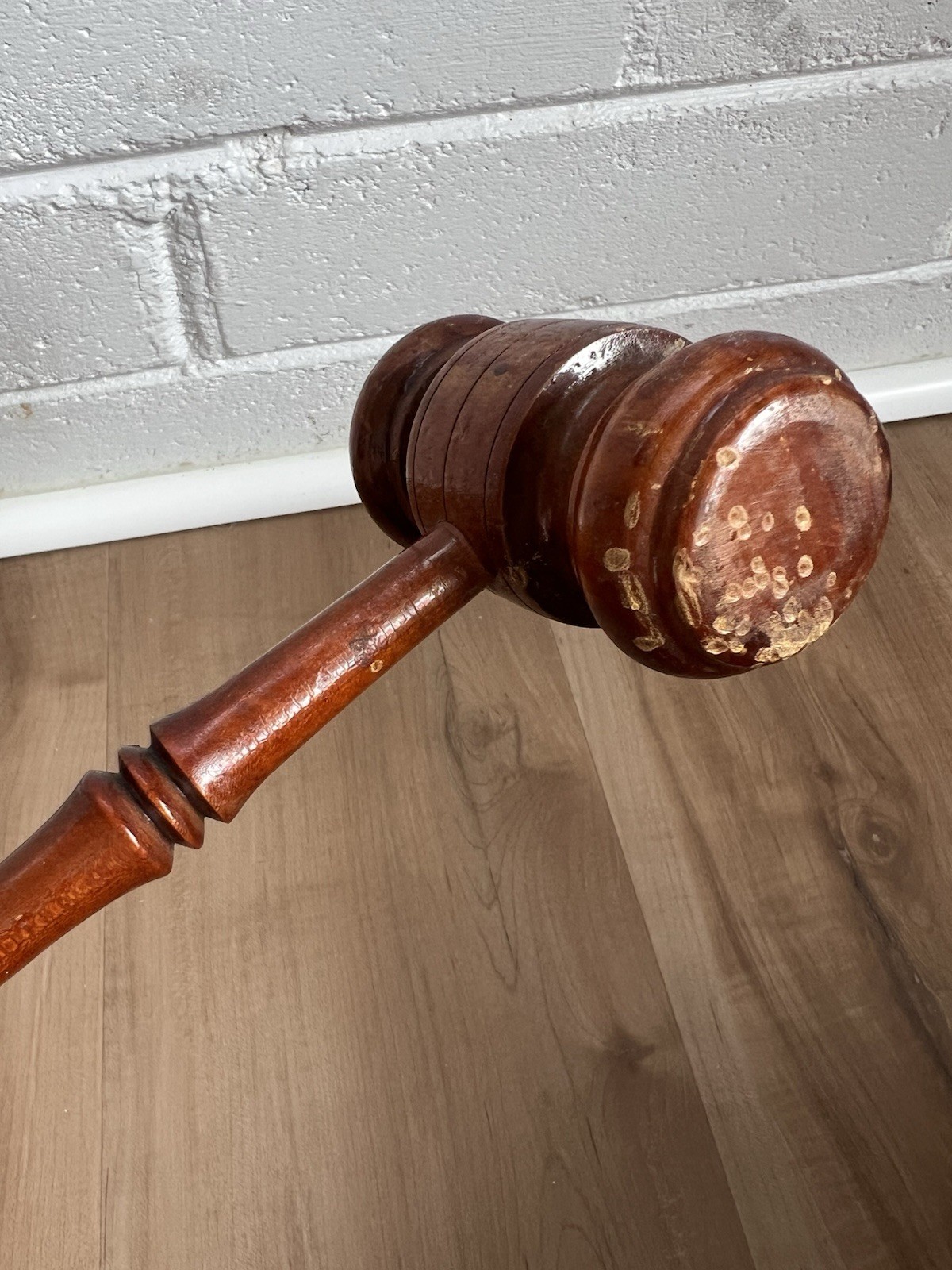 VTG Wooden Auctioneer / Judge Gavel – Large Hand Turned Hardwood – Office Decor