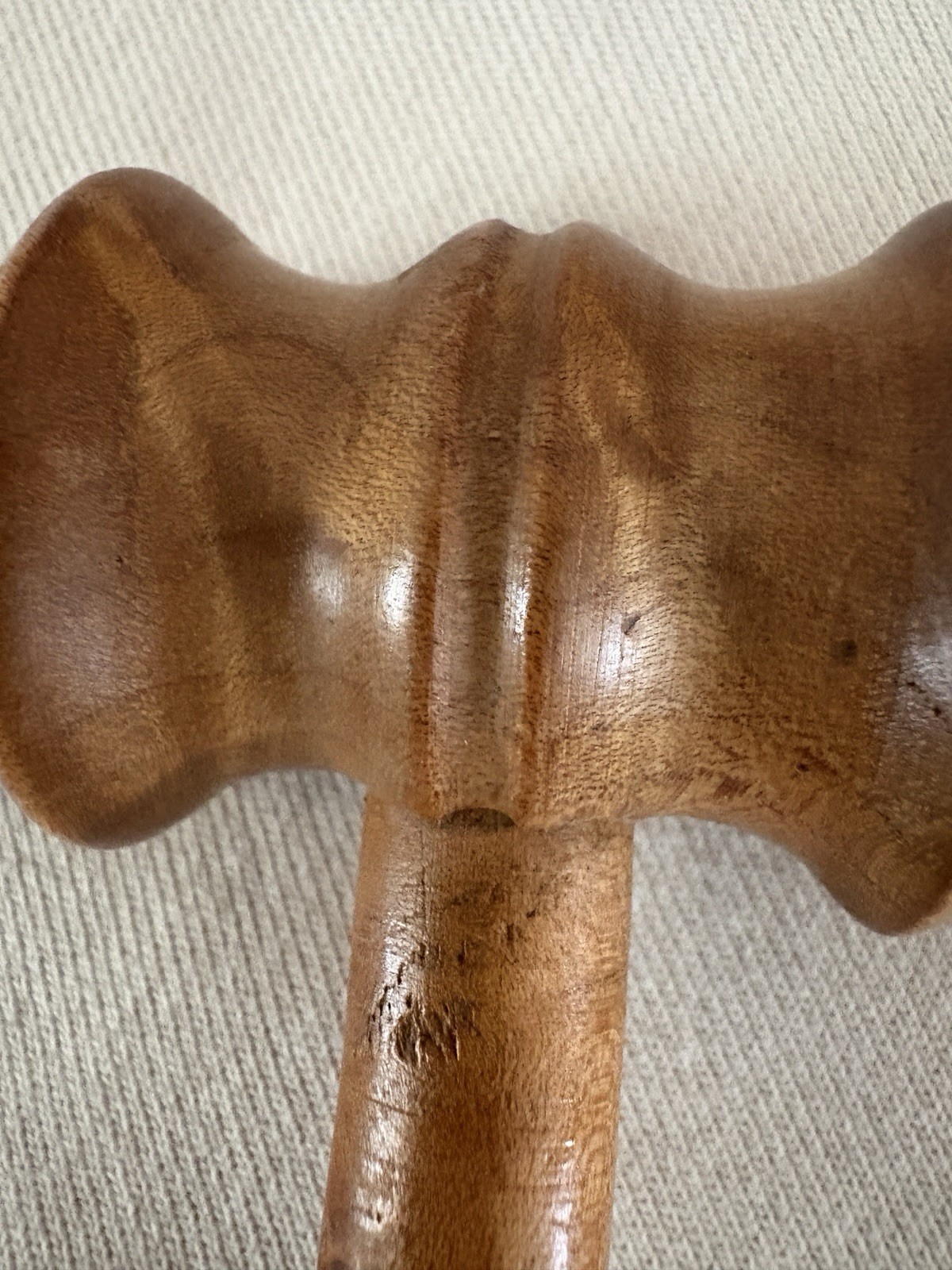 Antique Treen Turned Wood Gavel Metal Ends 1920s Black Walnut (?) 7.6 Ounces