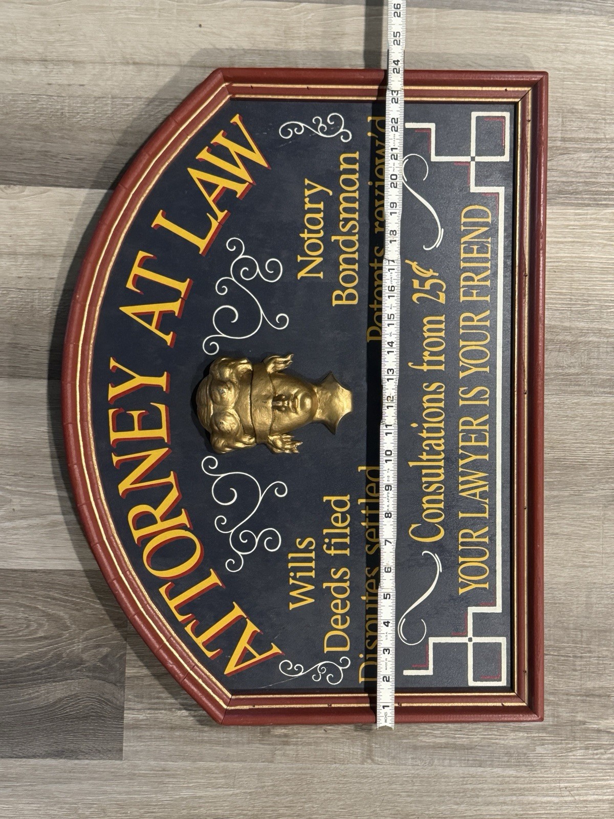 Attorney At Law Wood Plank Sign Vtg 90s Notary Wills Solid Wood Made in the USA