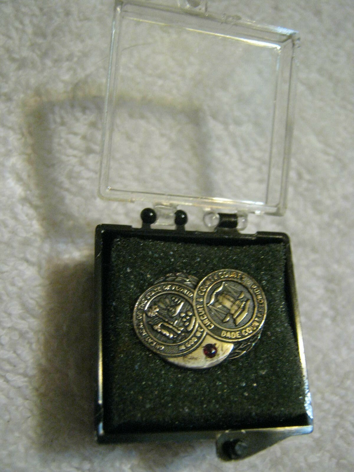 Pre-1997 DADE COUNTY CIRCUIT COURTS (10 Year) Sterling w/ Ruby Service Pin w Box