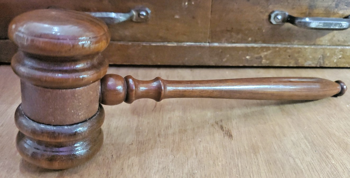 Judges Wood Gavel Authentic Wooden Judge Vintage Solid 10 Inches DX