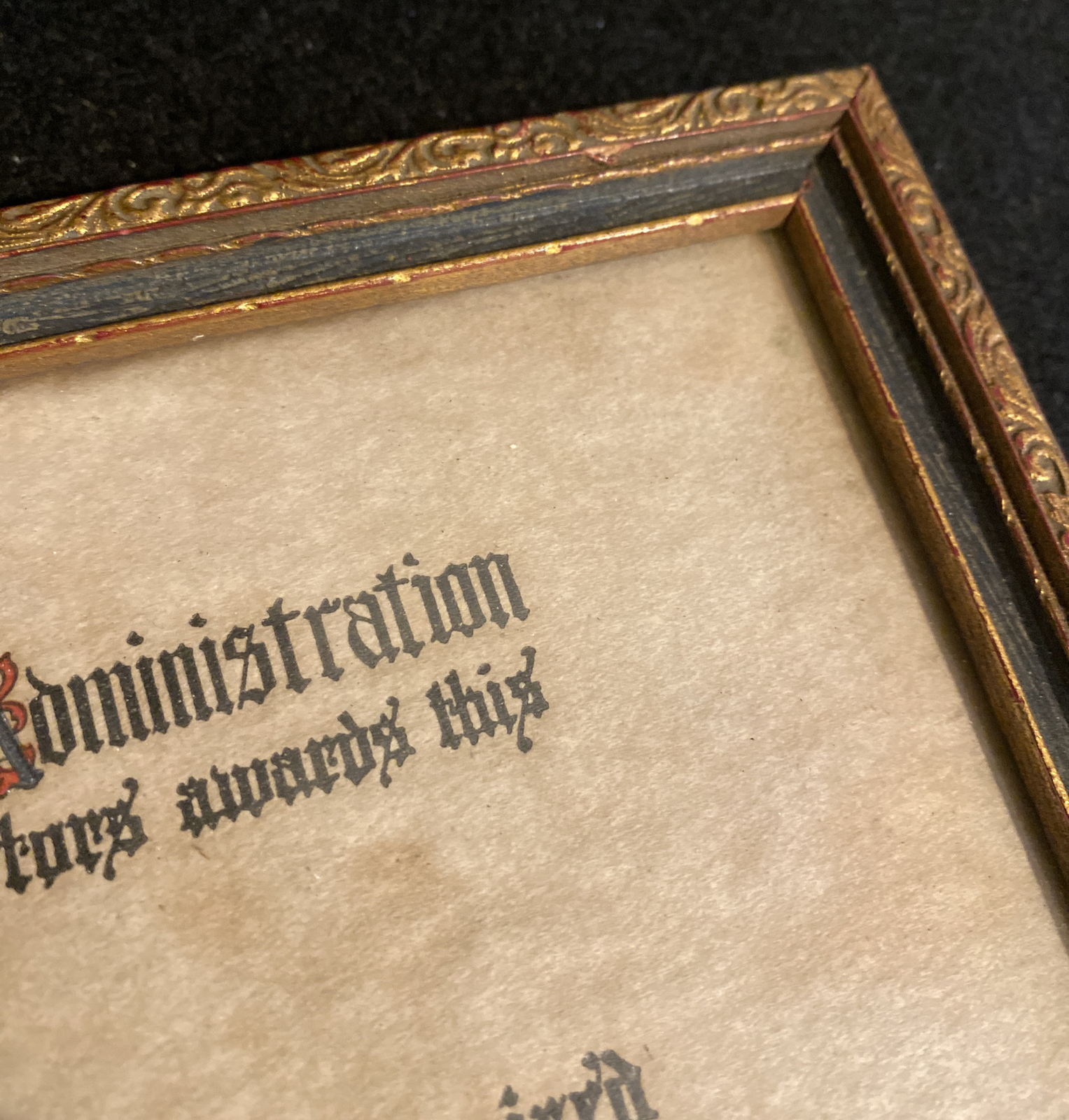 Antique Armstrong College Diploma Seal Signed Original Gold Framed Calligraphy