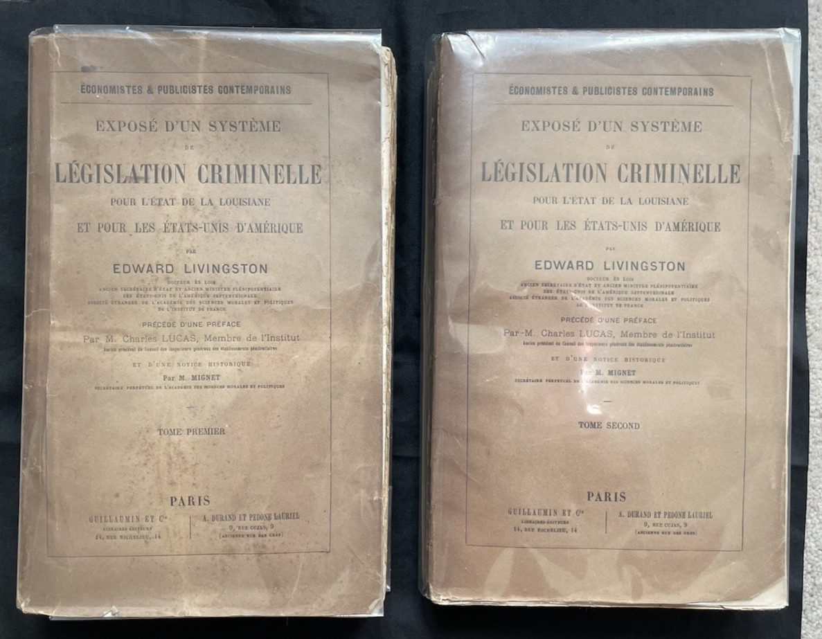 Louisiana Edward Livingston-2 Vol. Legislation Criminelle L’Etat De La Louisiane