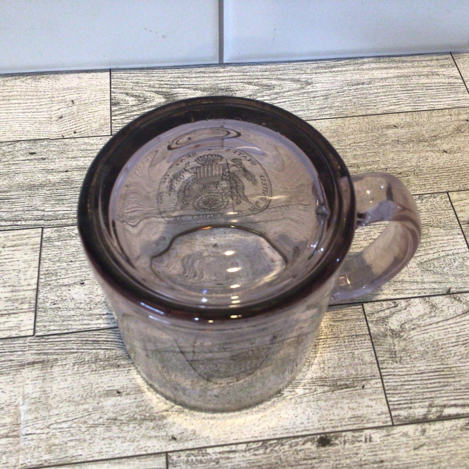 Supreme Court Of The United States Clear Pink GLASS Coffee Mug Gold Trim USA