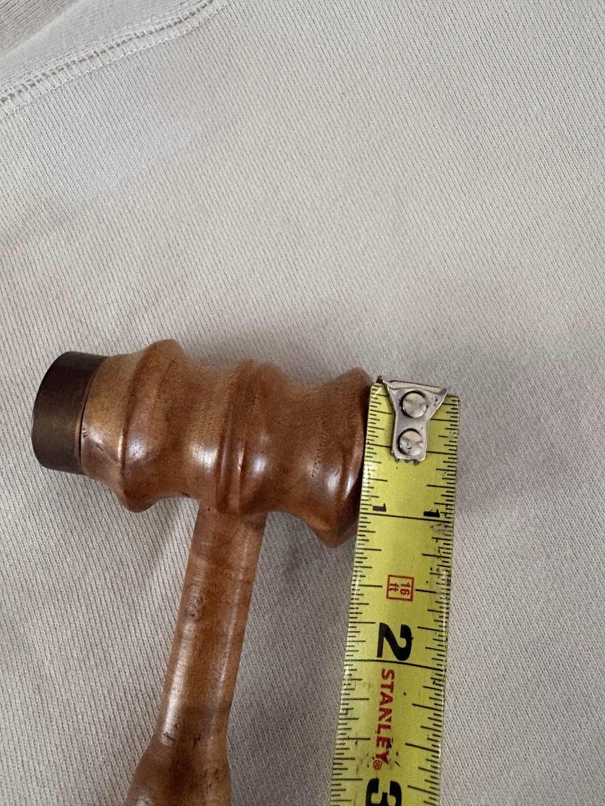 Antique Treen Turned Wood Gavel Metal Ends 1920s Black Walnut (?) 7.6 Ounces