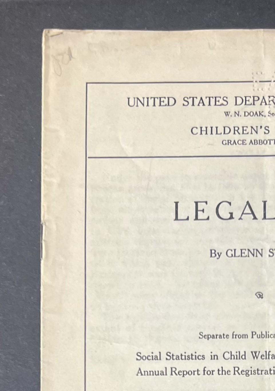 Legal Aid by Glenn Steele 1932 United Dept. of Labor Publication -East Cleveland