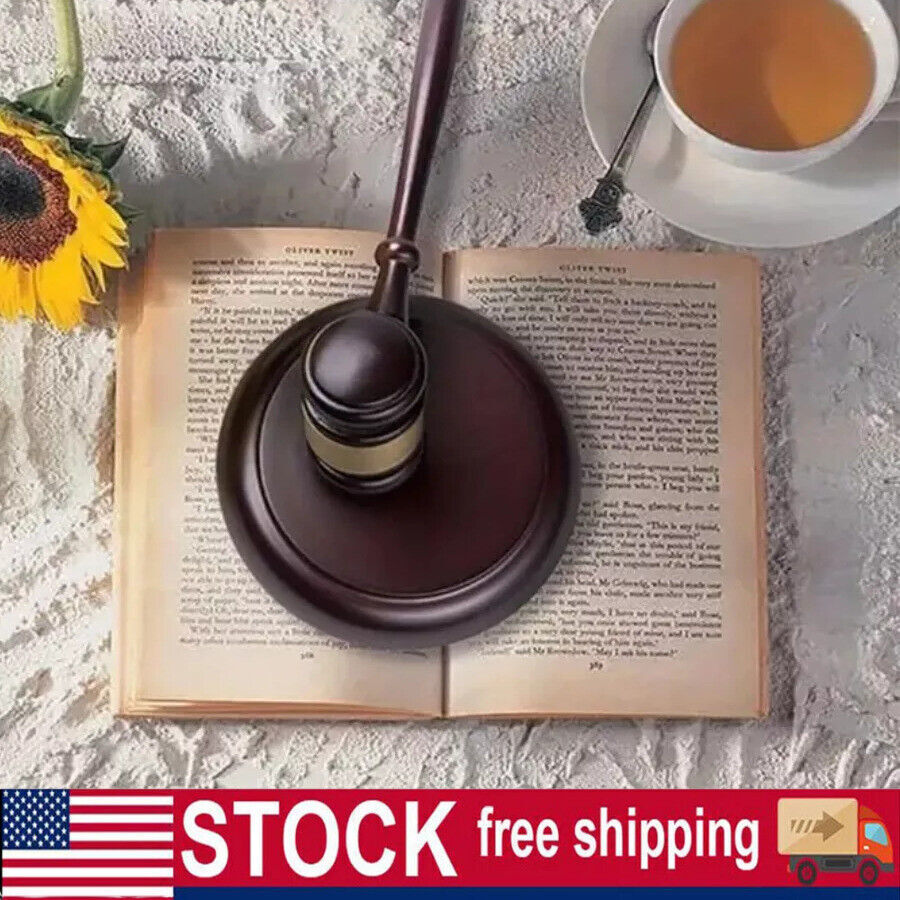 Wooden Gavel and Block Set, Wooden Gavel and Sound Block Set for Lawyer Gift