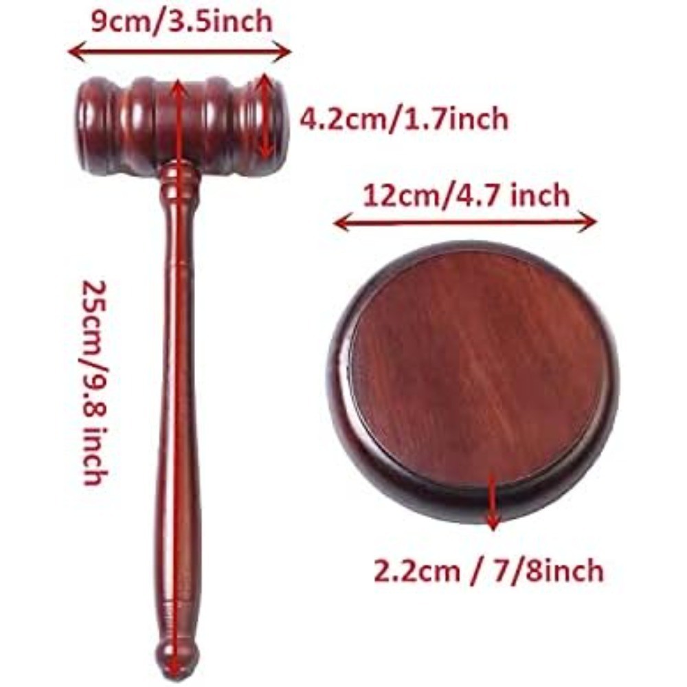 Handmade Wooden Gavel and Sound Block Set for Judge Lawyer Auctioneer Student