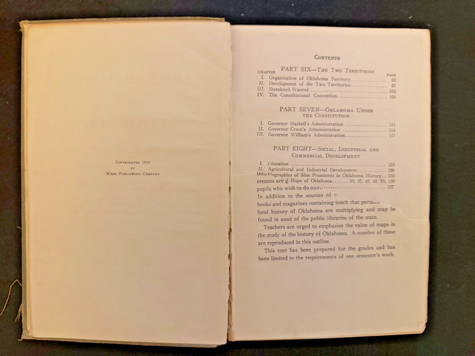 1919 History of Oklahoma