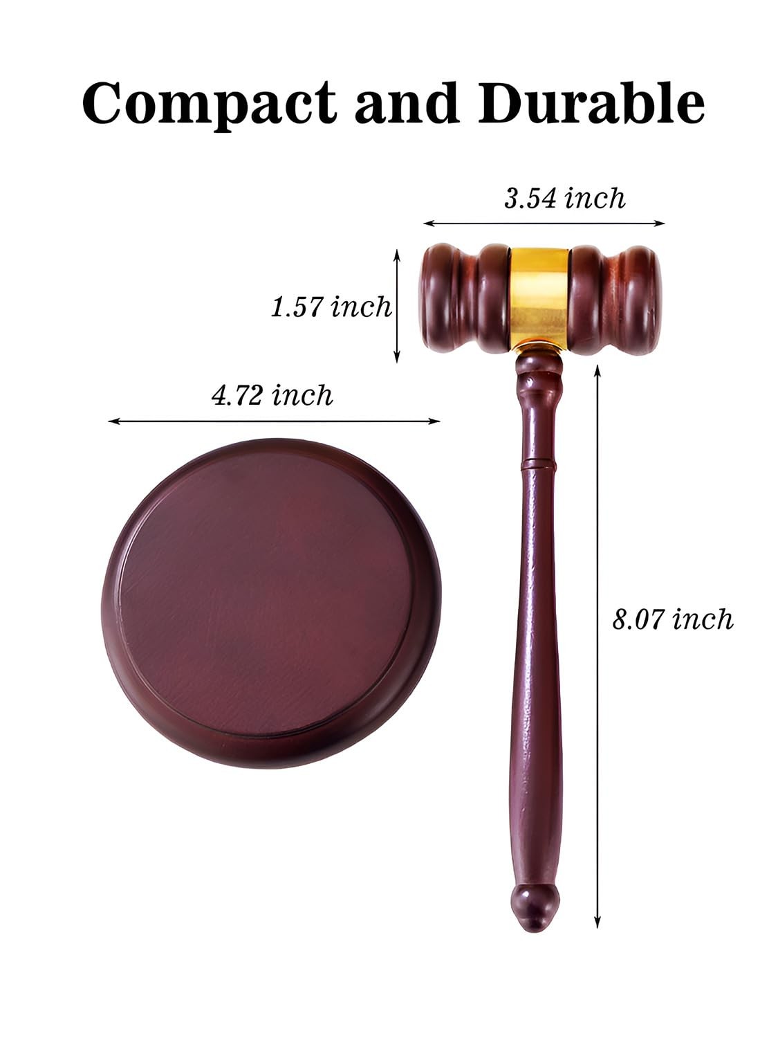 Perfect Desk Accessory, Wooden Gavel and Sound Block Set for Lawyers, Judges, Ch