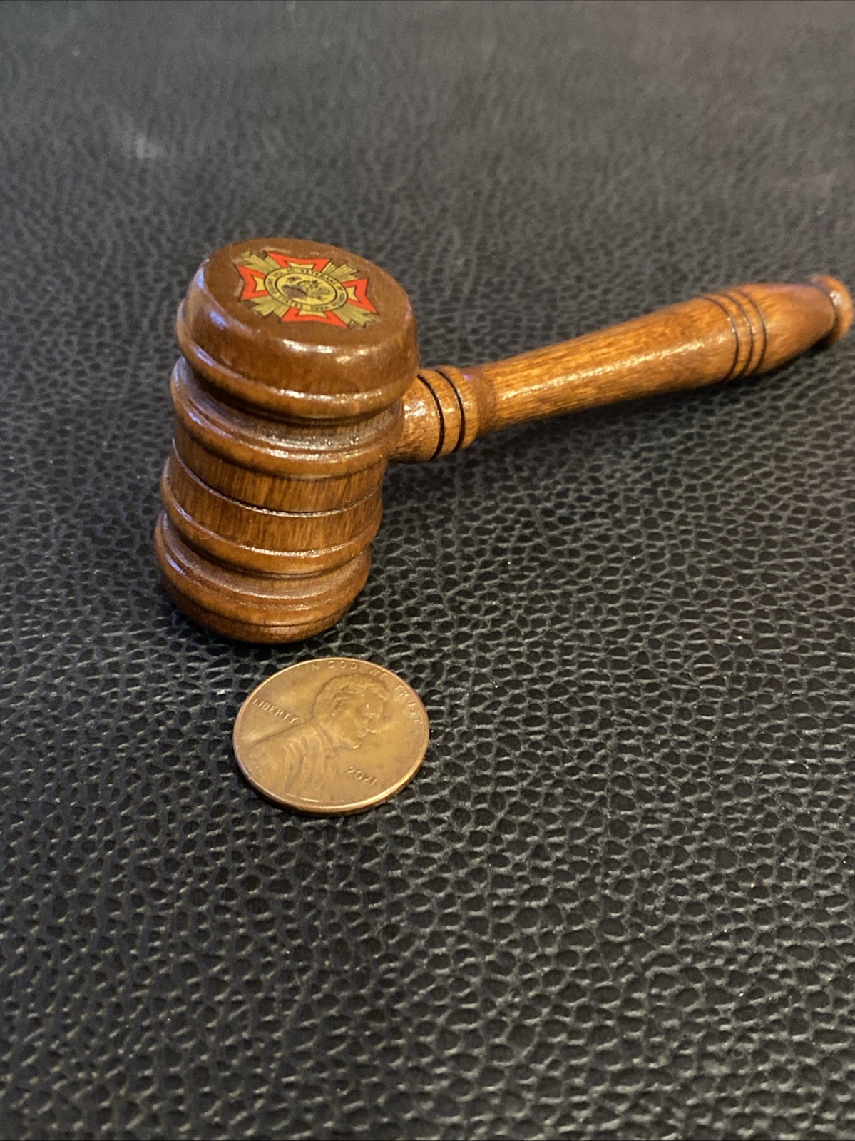 VTG 1960s VFW LOGO MINI TURNED WOOD GAVEL JUDGE’S GAVEL VETERANS OF FOREIGN WARS