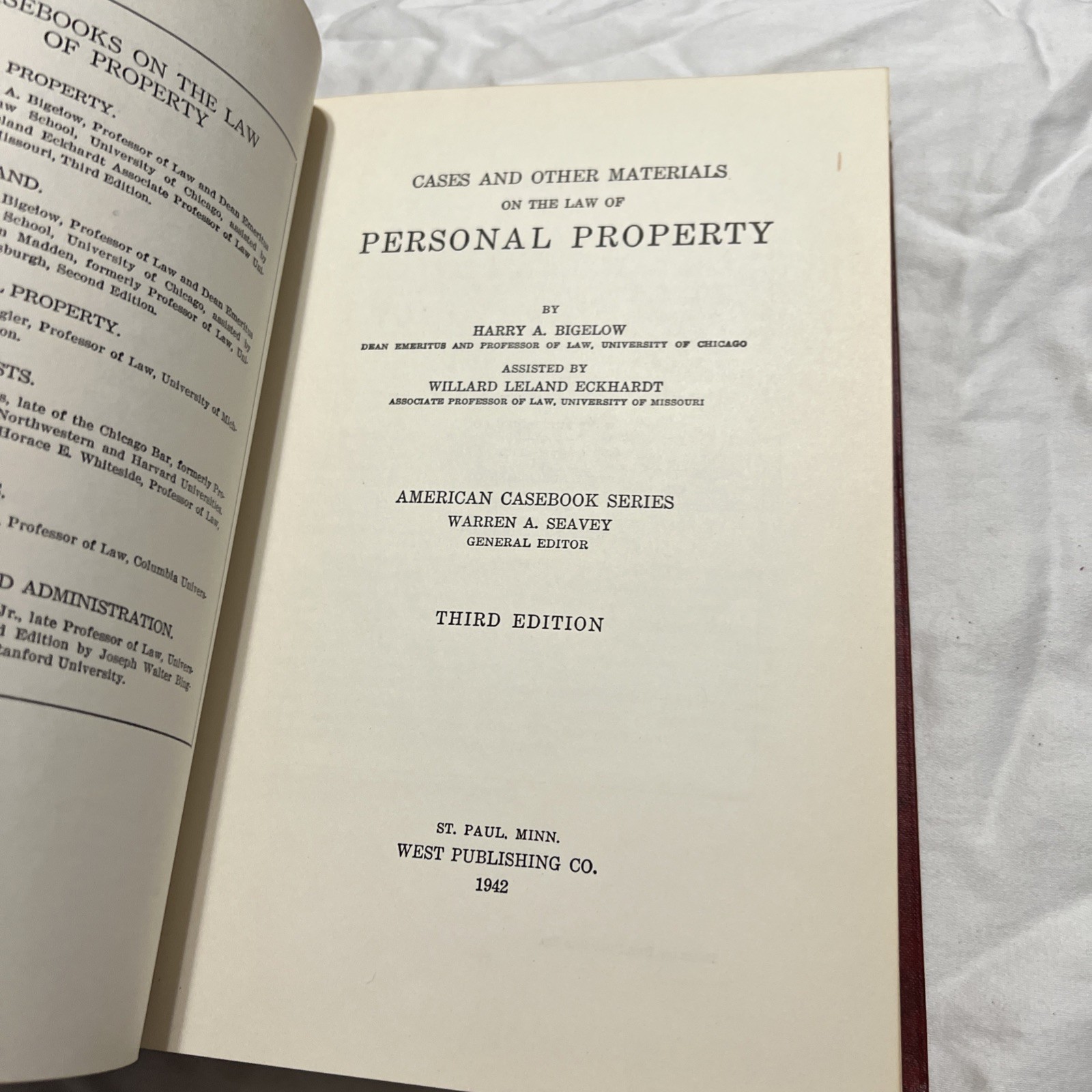 American Casebook Series Personal Property Bigelow 1942 3rd Edition