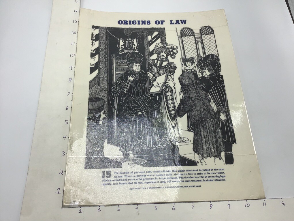Original 1974 ORIGINS OF LAW Poster – STARE DECISIS – J Weston Walch