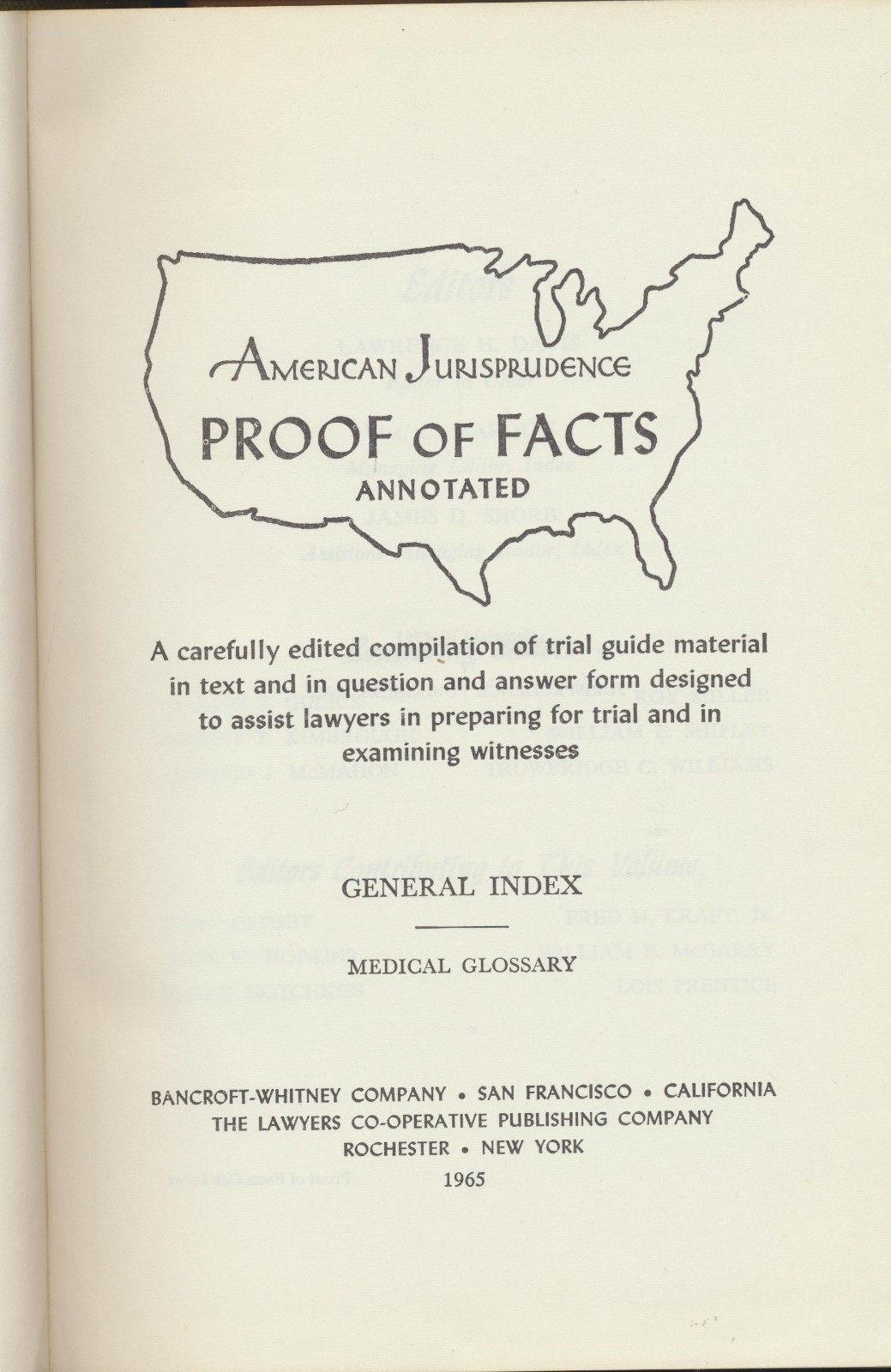 American Jurisprudence Proof Of Facts General Index Medical Glossary Law Book