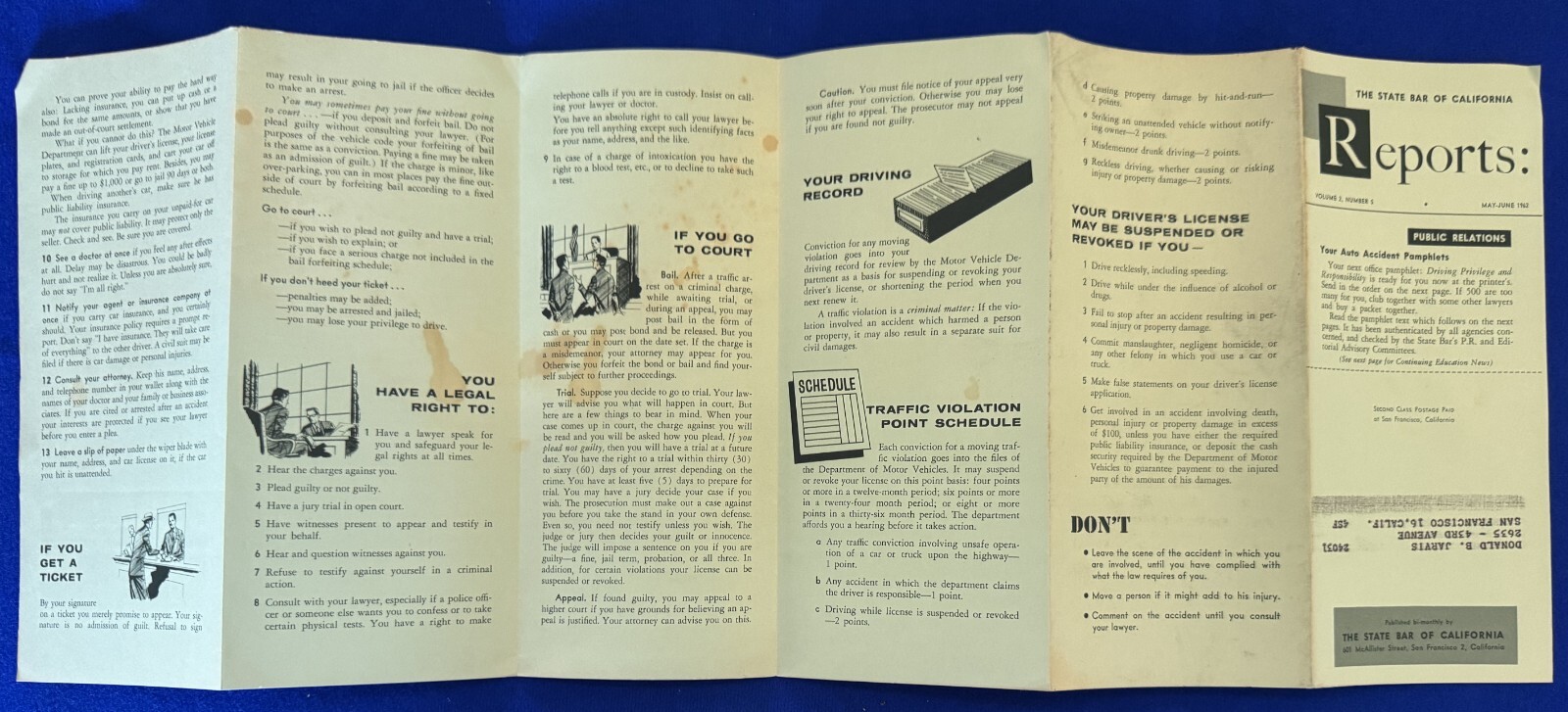 Vintage 1962 State Bar of California Report Driving Privilege Office Pamphlet