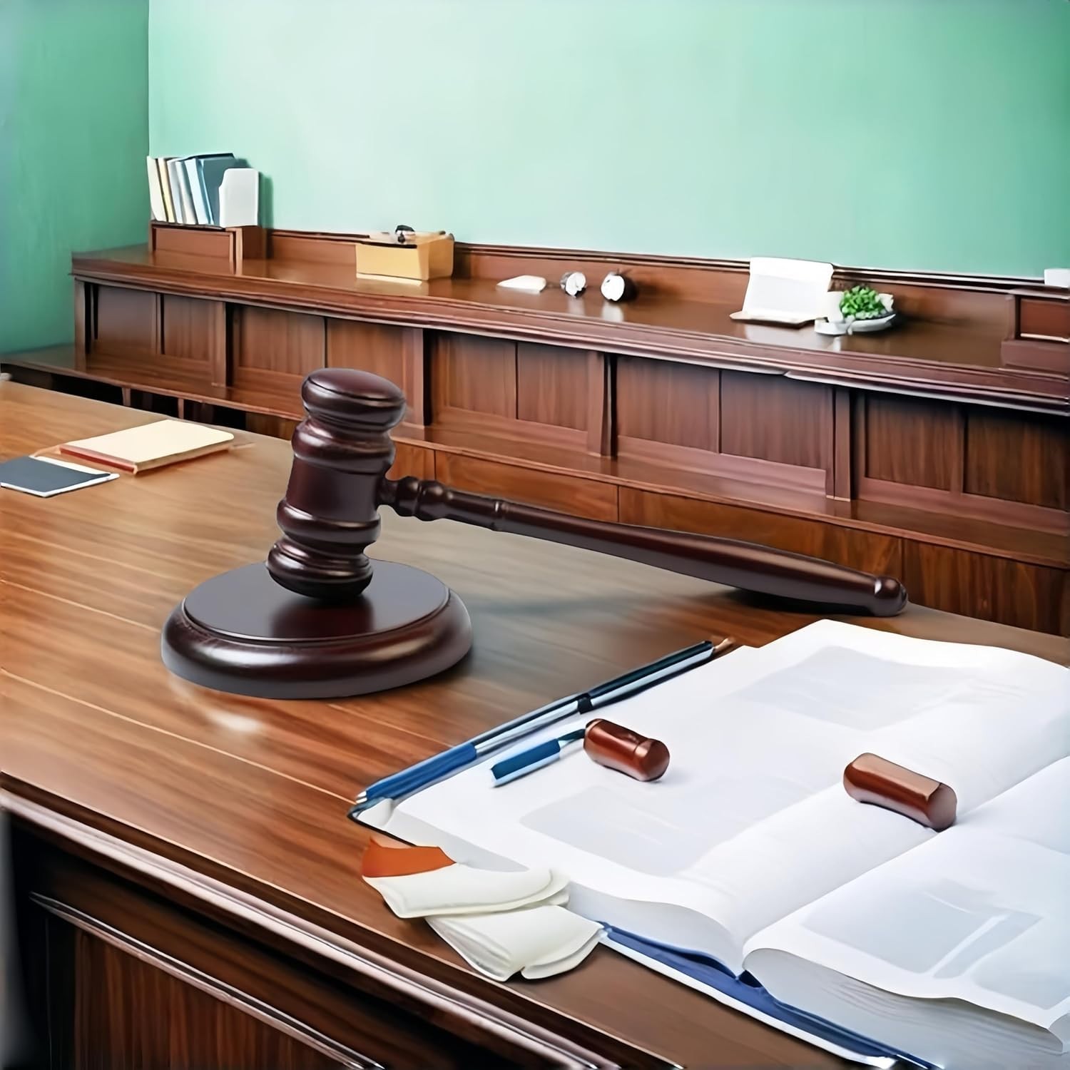 Luxury Red Wooden Gavel with Sound Block – Perfect Gift for Judges and Attorneys