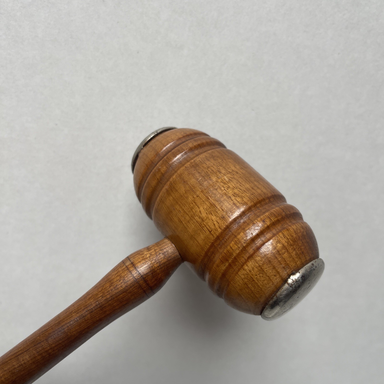 Vintage Judge/Auctioneer Gavel With Metal Strike Plates