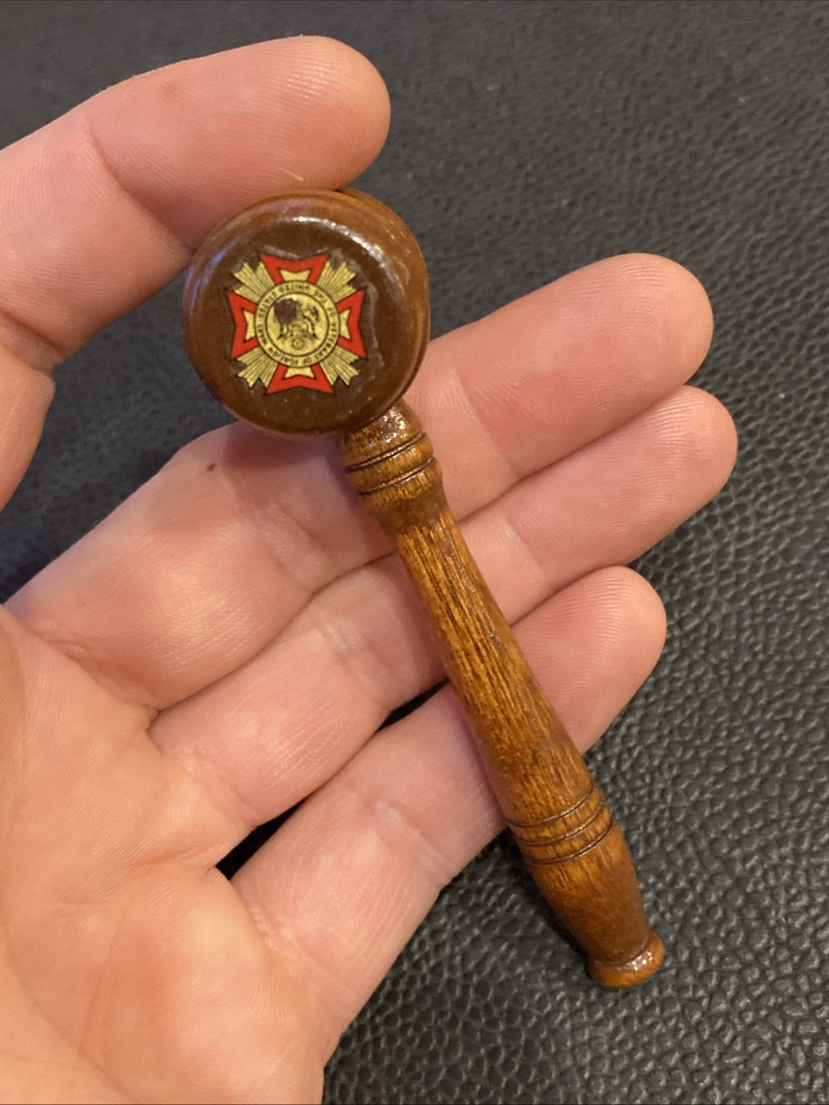 VTG 1960s VFW LOGO MINI TURNED WOOD GAVEL JUDGE’S GAVEL VETERANS OF FOREIGN WARS