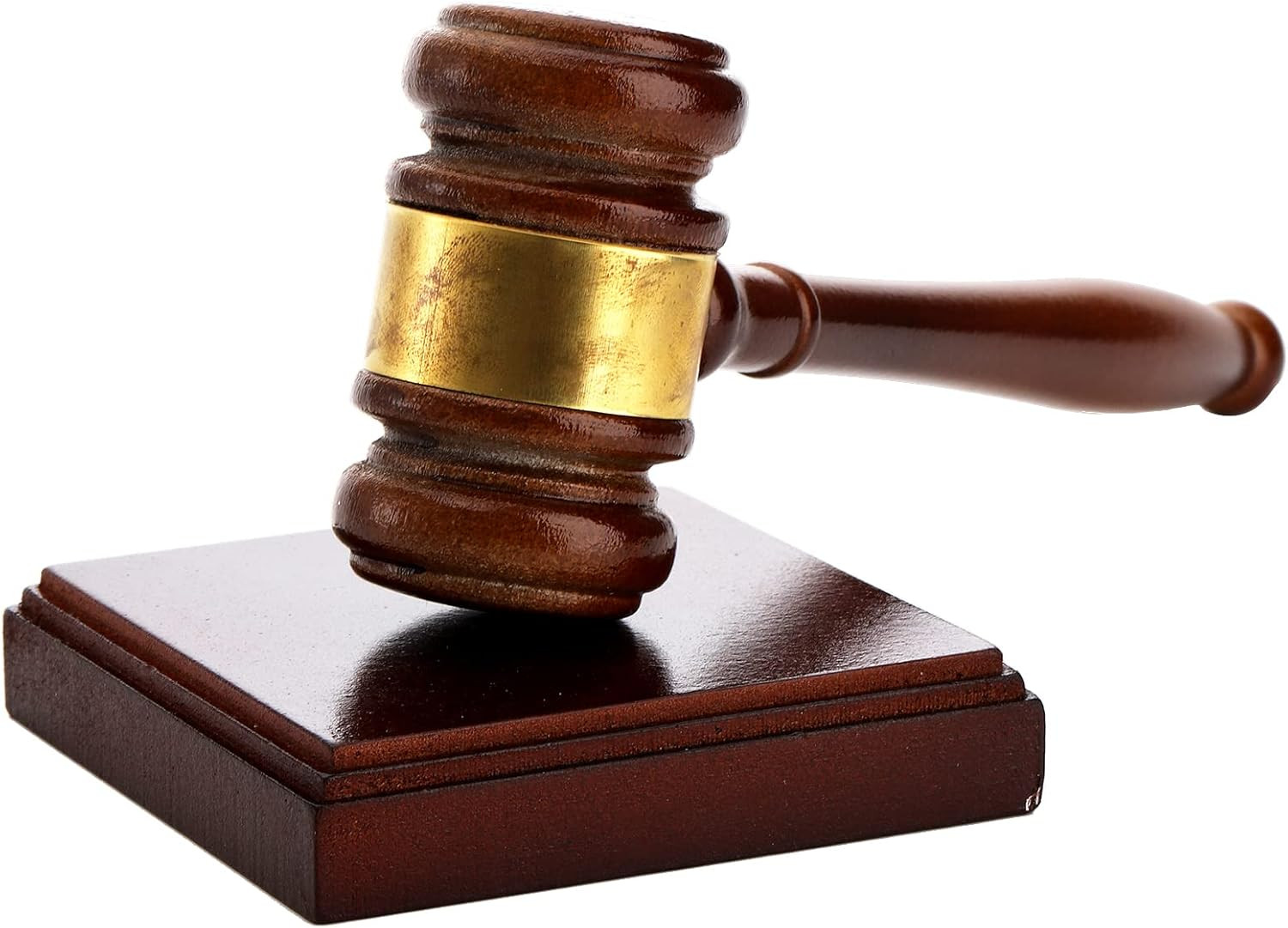 Brown Wooden Gavel and Block Set, Handcrafted Wood Hammer Court with Square Soun