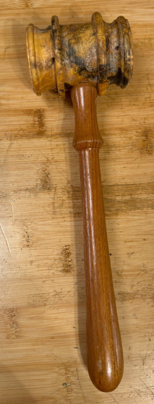 Vintage Unique Gavel Wooden Mallet Auction Judge Auctioneer Tool Wooden Hammer