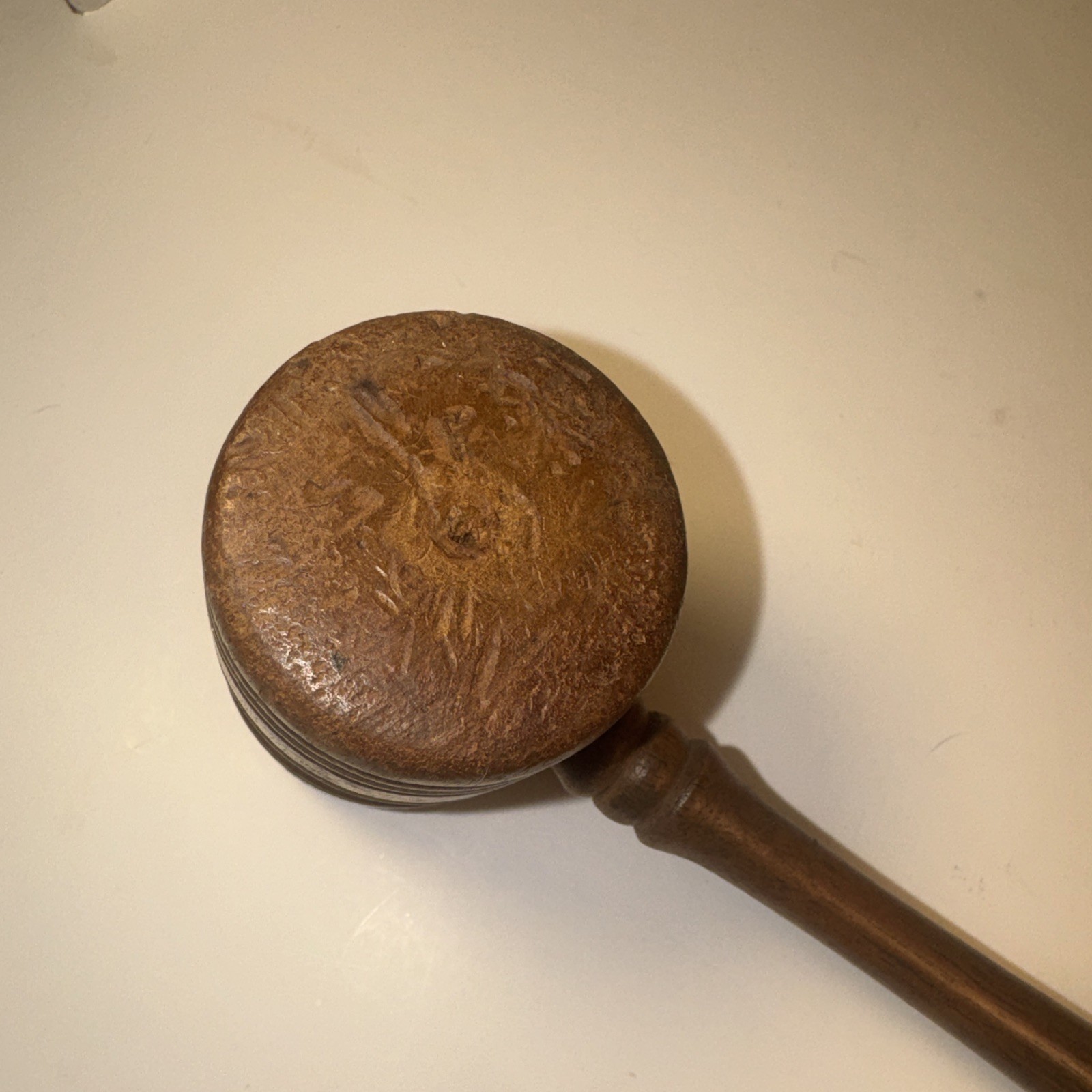 Vintage Wood Gavel 9 Inch Long Fraternal Judge Lawyer Auctioneer USA