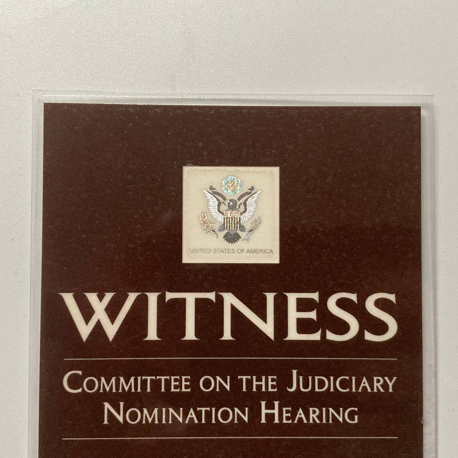 2018 Supreme Court Justice Brett Kavanaugh Nomination Hearing Witness Credential