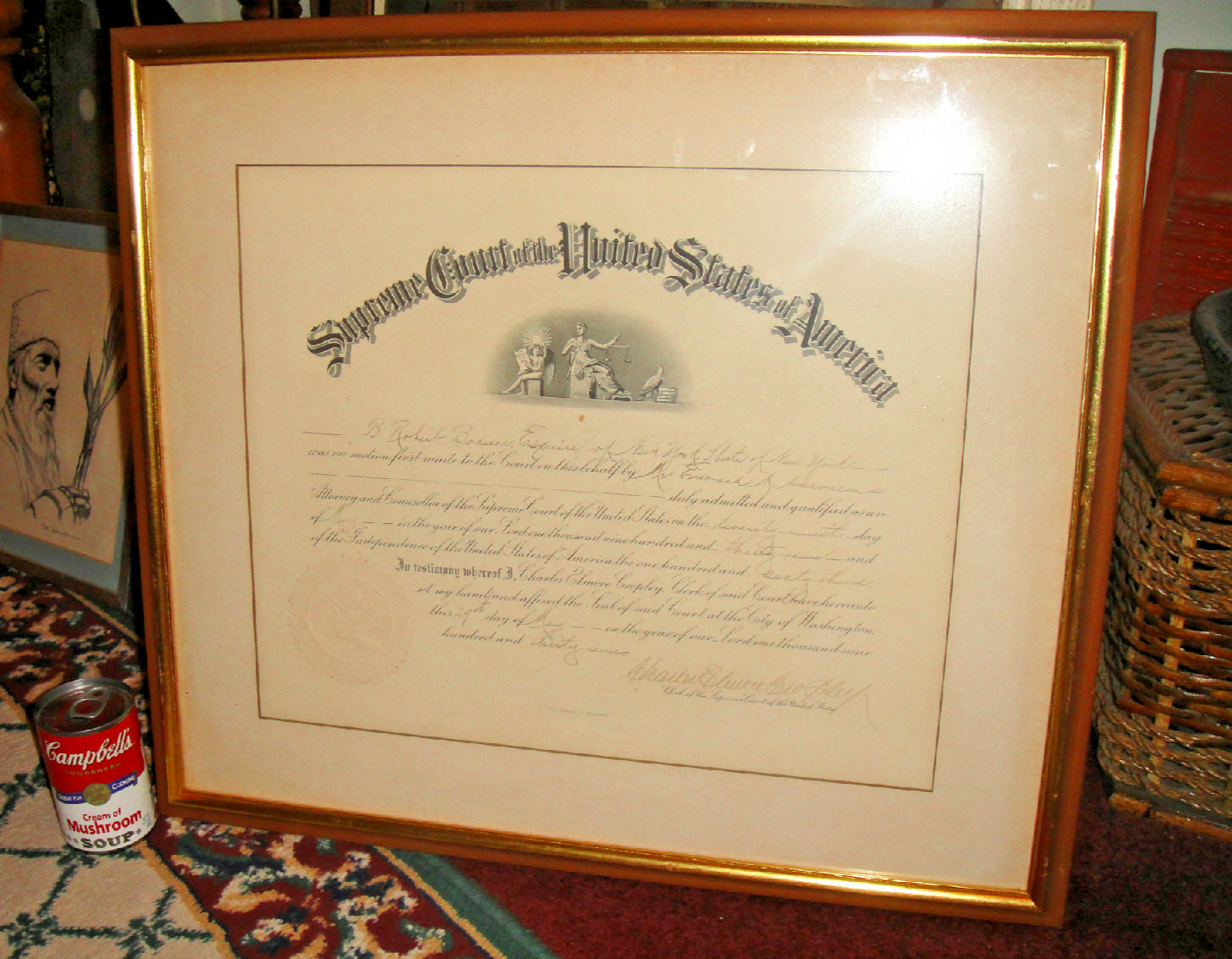 Antique U.S. Supreme Court Appointment Document New York 1930’S RARE Borduer