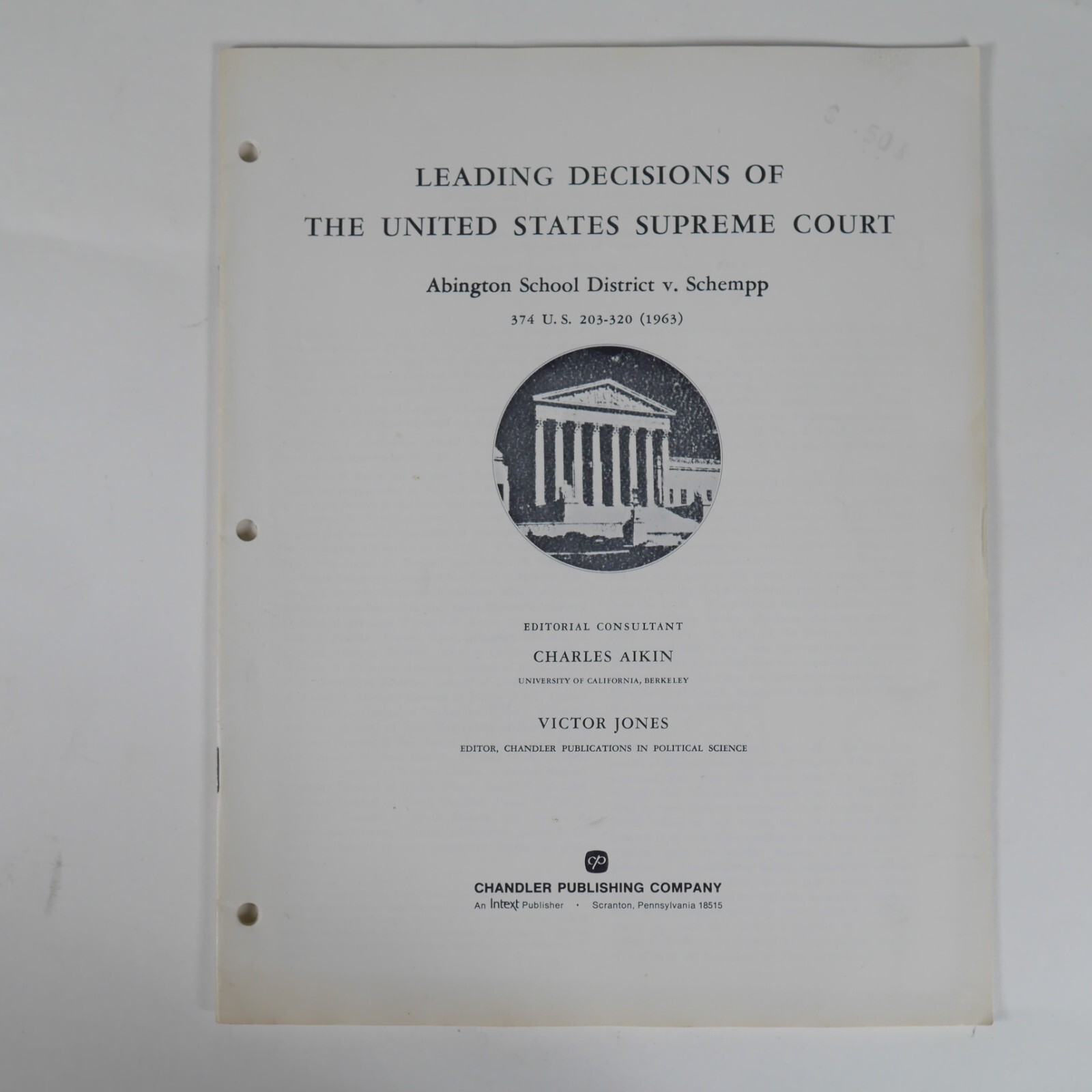 Abington School District v. Schempp 1963 United States Supreme Court Document