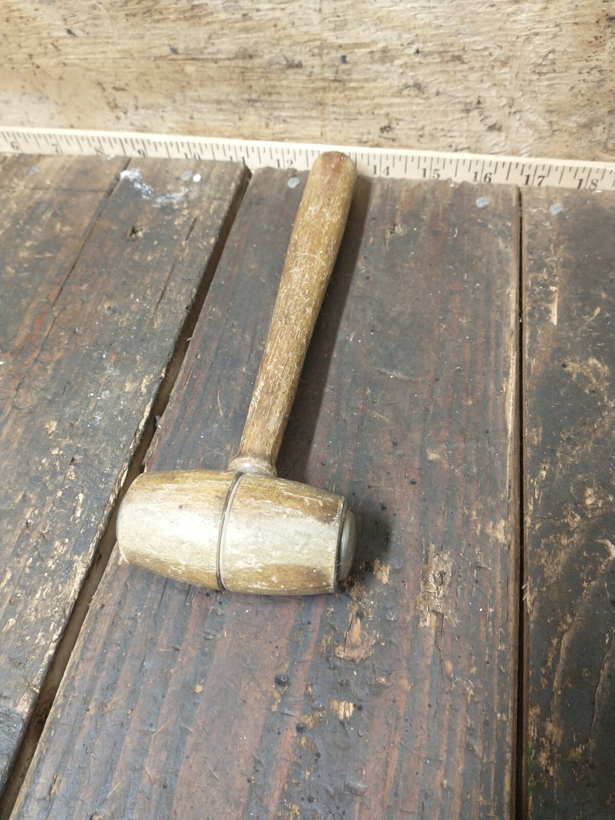 Vintage Judge Lawyer auctioneer Wood Metal tip Gavel Hammer mallet 9″