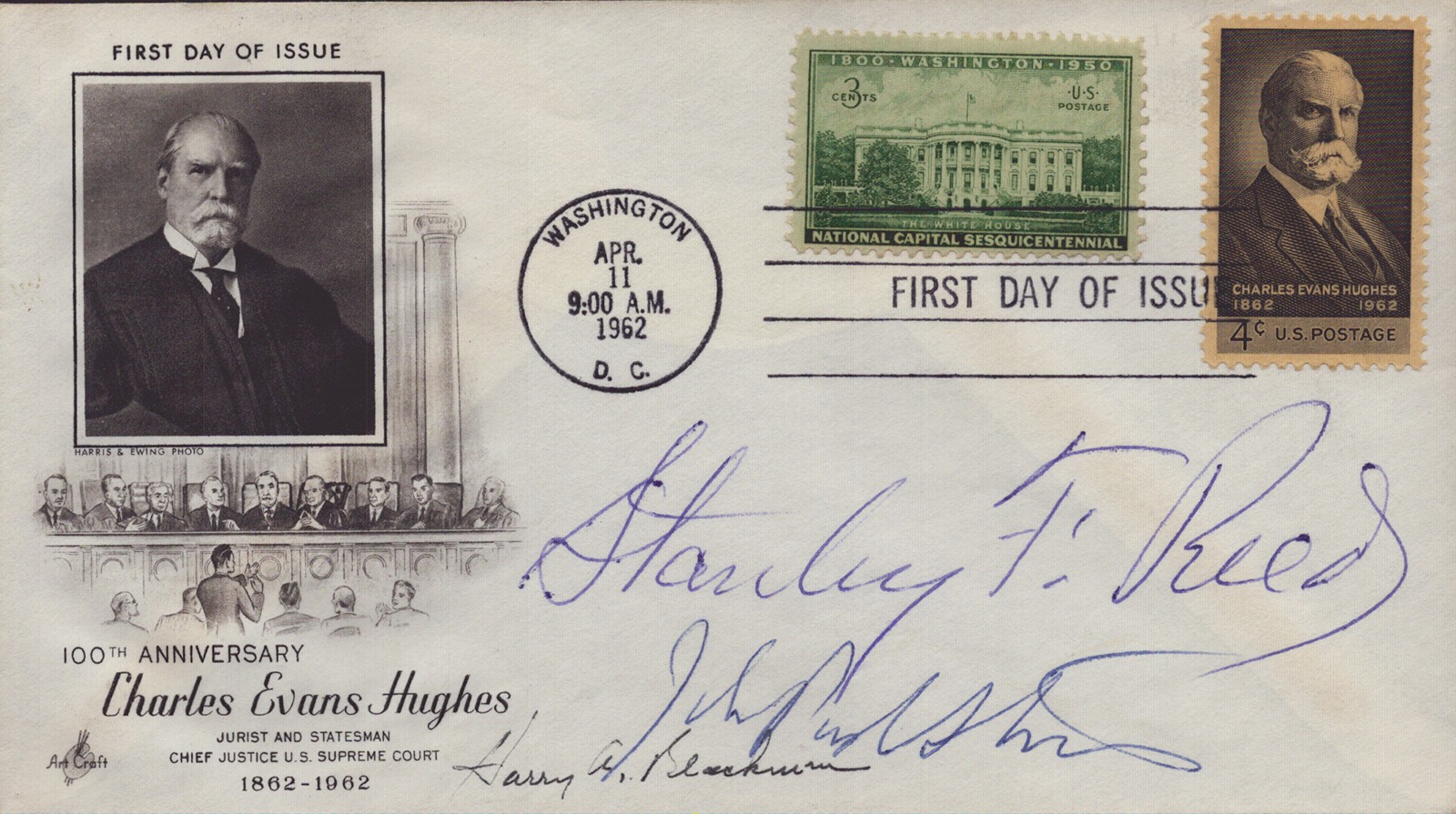 STANLEY F. REED – FIRST DAY COVER SIGNED WITH CO-SIGNERS