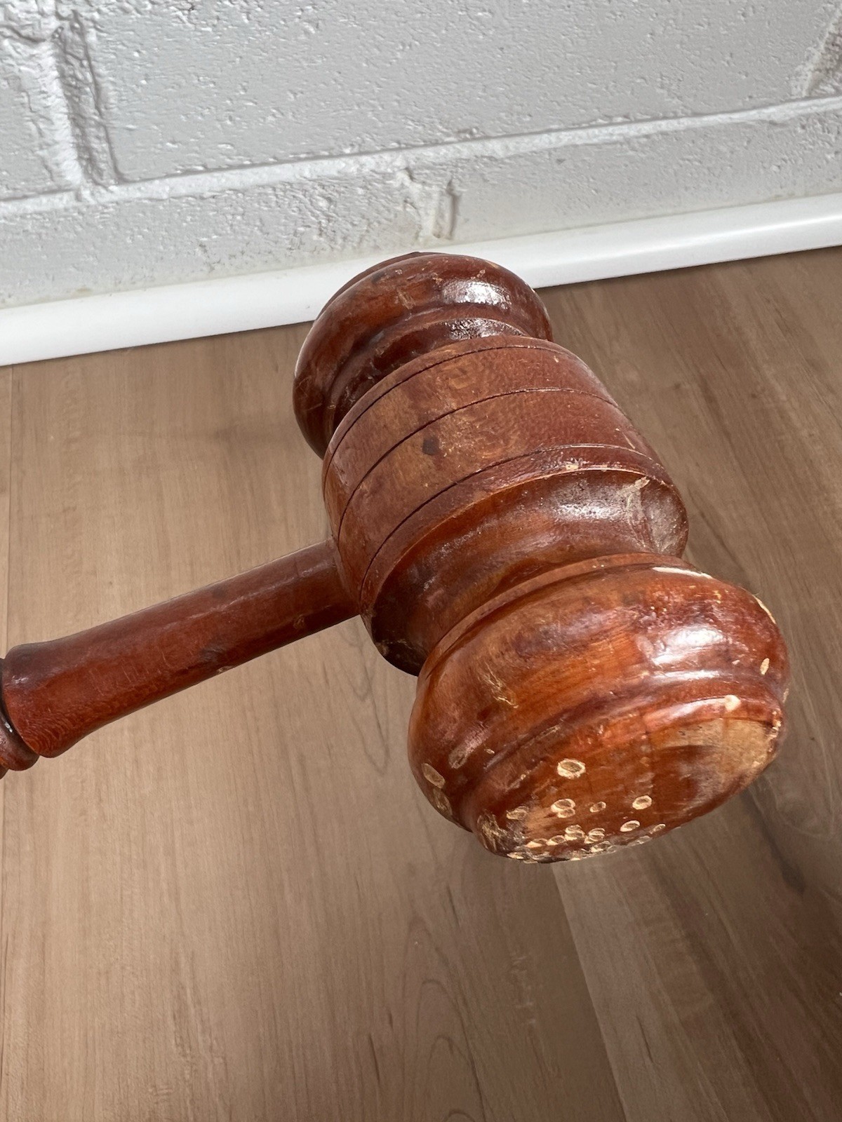 VTG Wooden Auctioneer / Judge Gavel – Large Hand Turned Hardwood – Office Decor