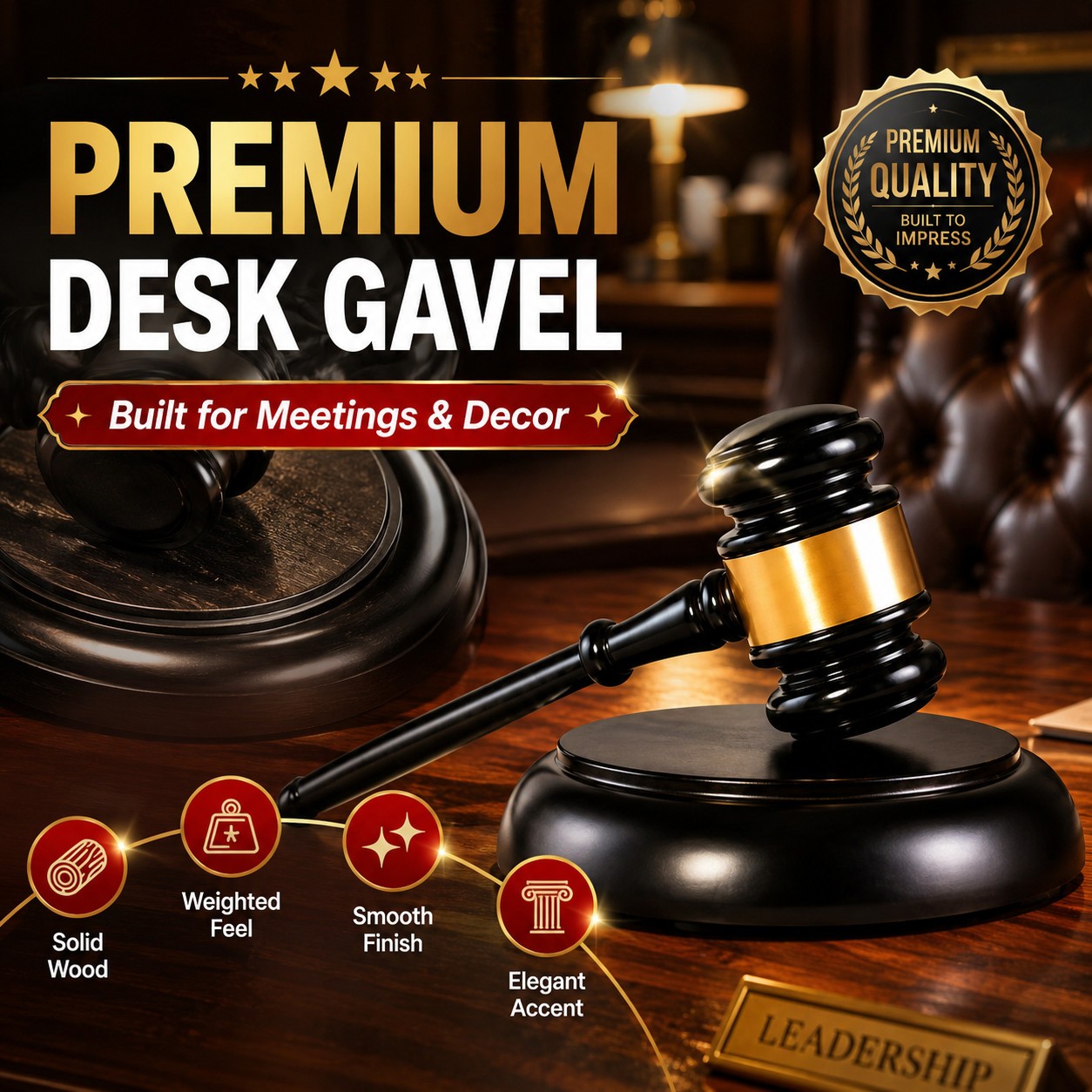 Wooden Gavel Block Set Chairman Hammer for Meeting Office Desk Decor Gift Use