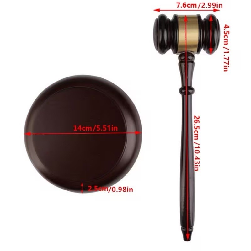 Wooden Judge Gavel Auction Hammer Courtroom Mallet Sound Block Set Decor