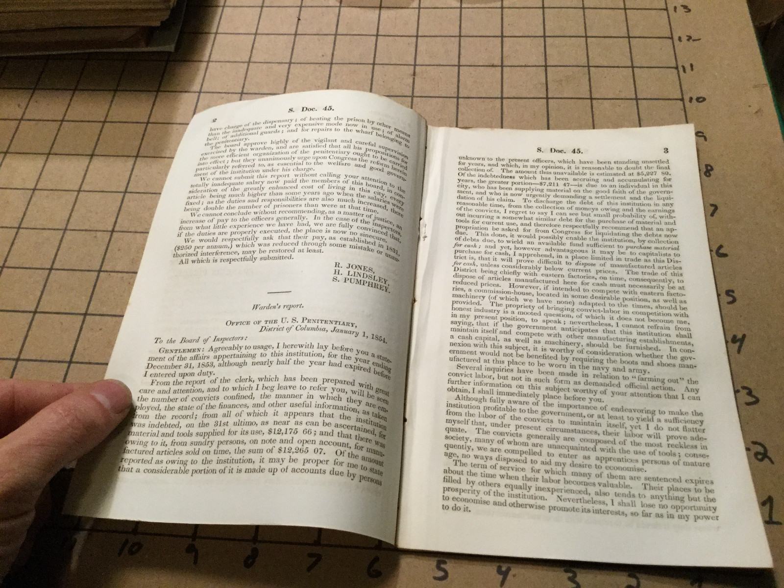 Original Booklet: 1854 Report PENITENTIARY for Washington DC 22pgs – seperated